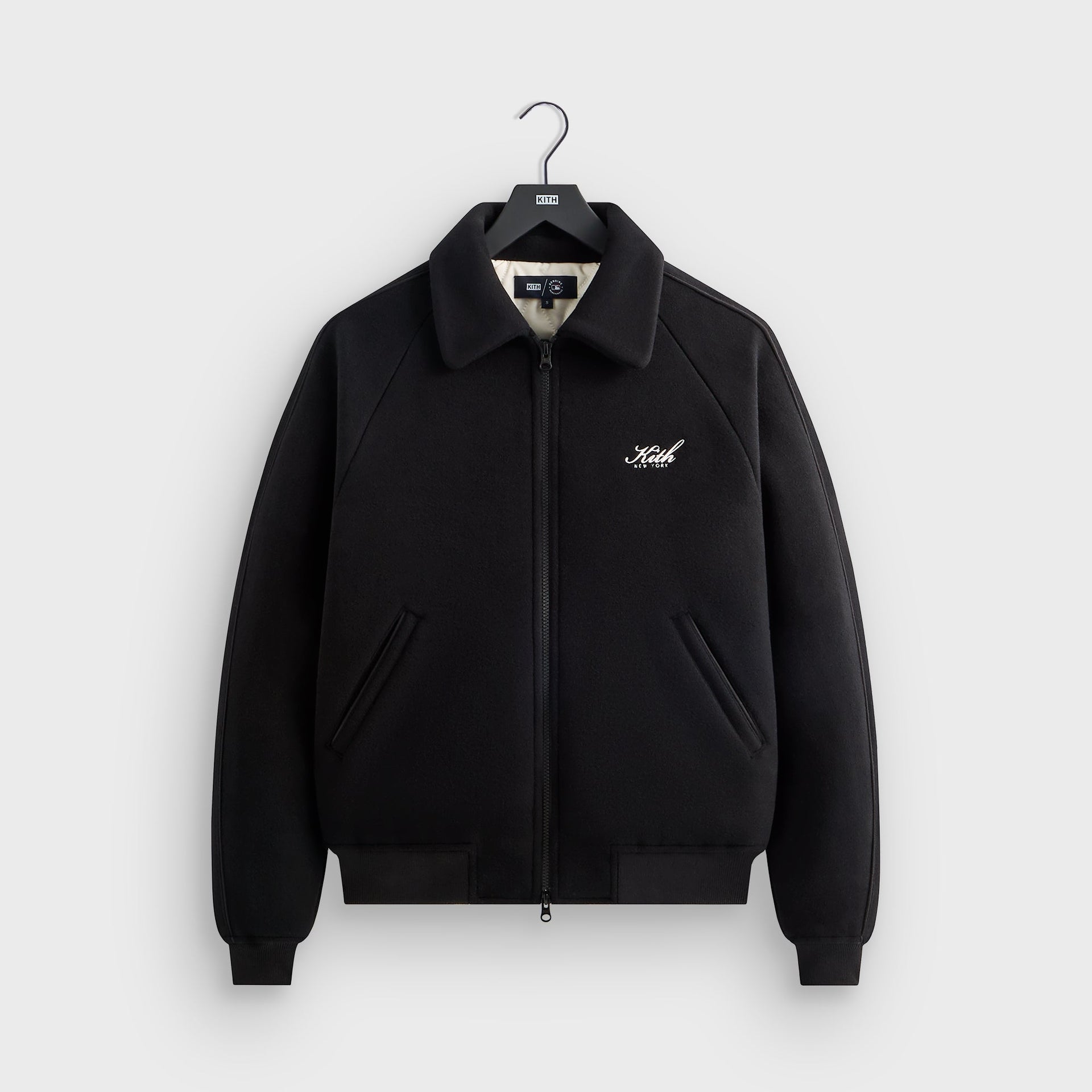 Kith for the New York Yankees Melton Wool Raglan Varsity Jacket - Black