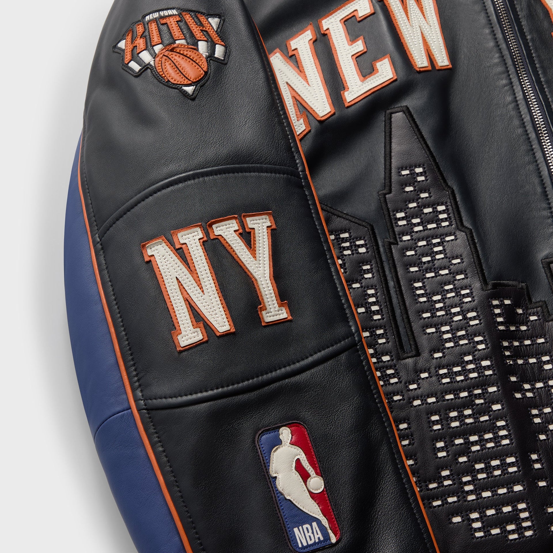 Kith for the New York Knicks Leather Moto Jacket - Nocturnal
