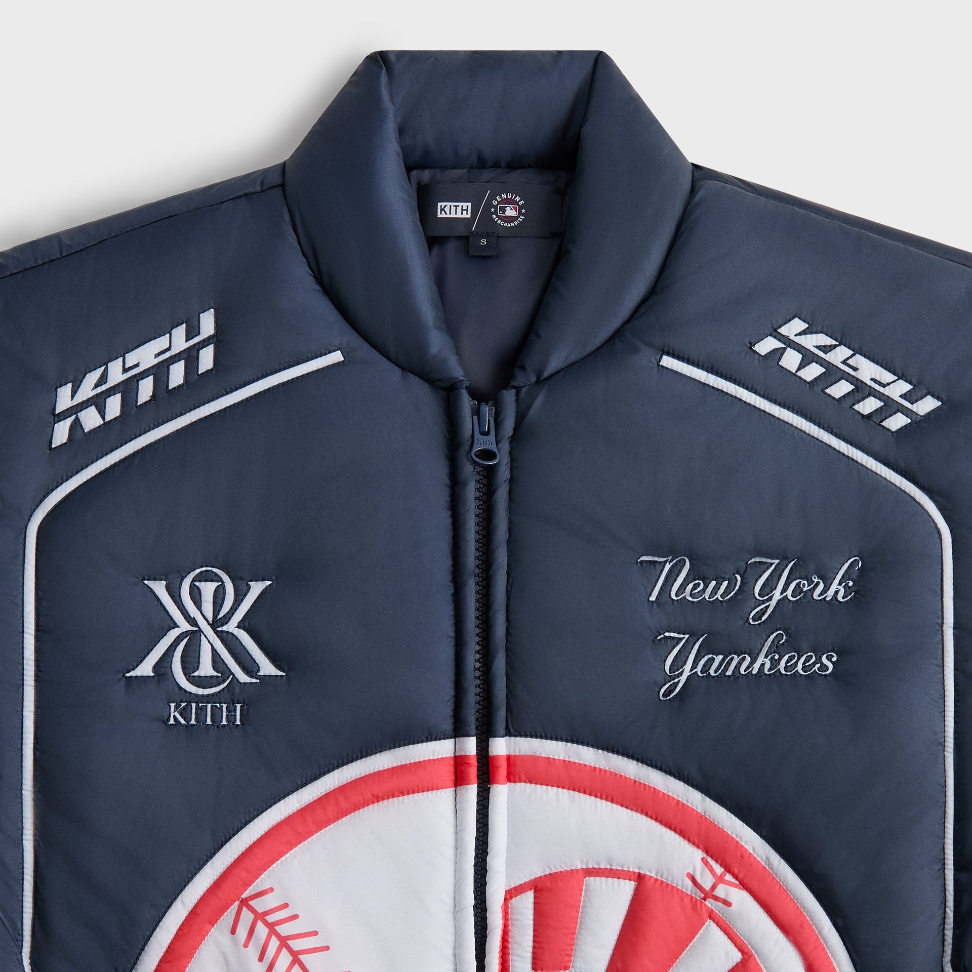 Kith for the New York Yankees Zip Brixton Puffed Shirt Jacket - Nocturnal