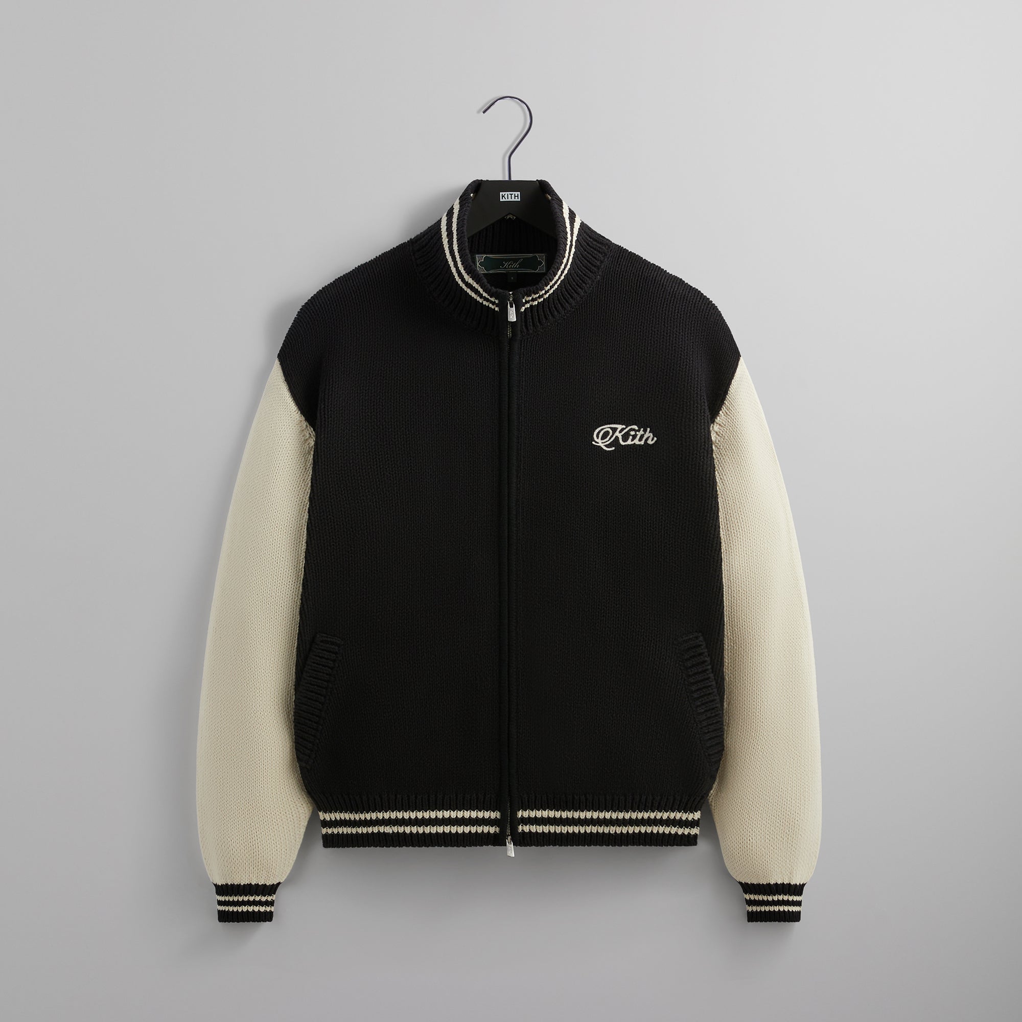 Kith Wyona Full Zip Varsity Sweater - Black