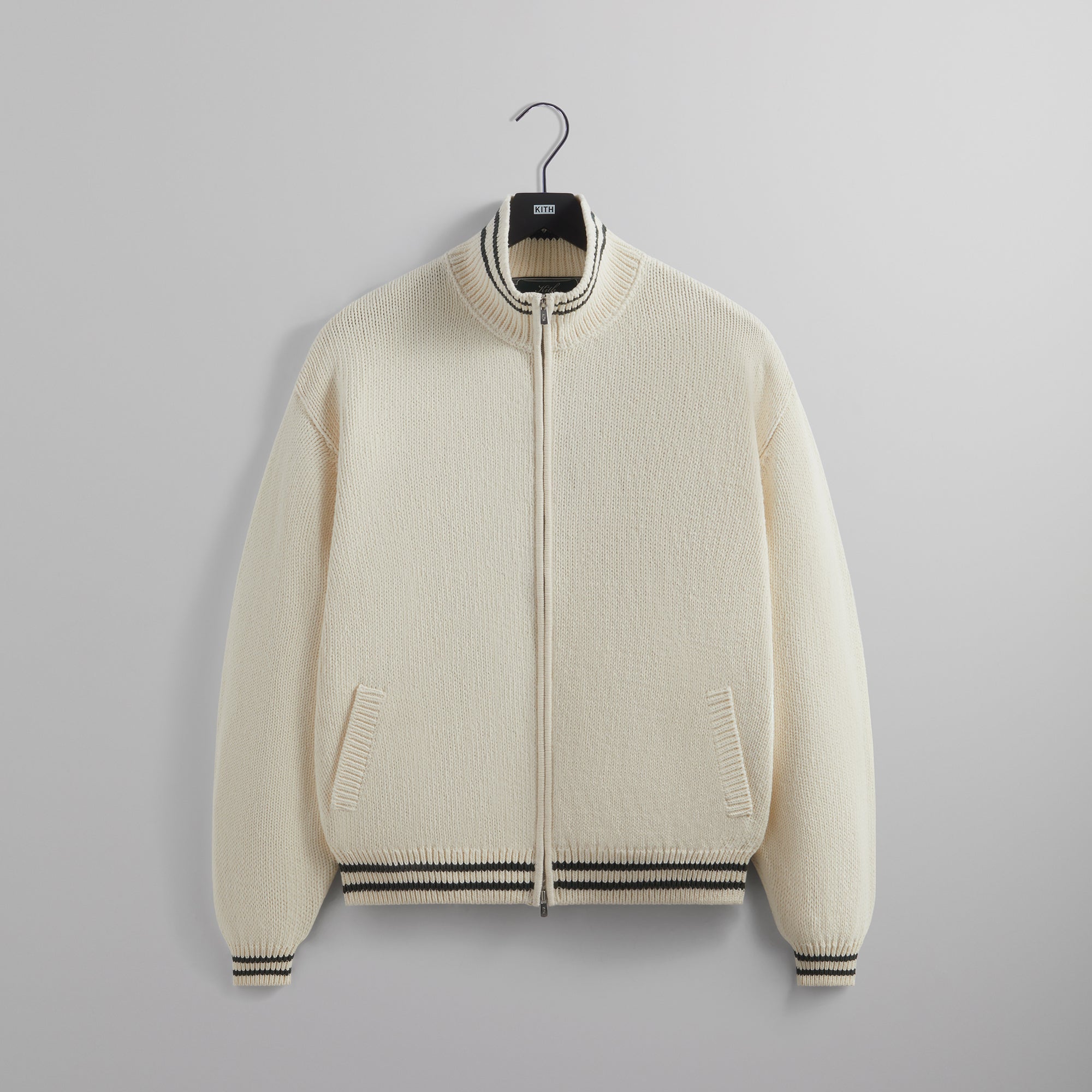 Kith Wyona Full Zip Varsity Sweater - Sandrift