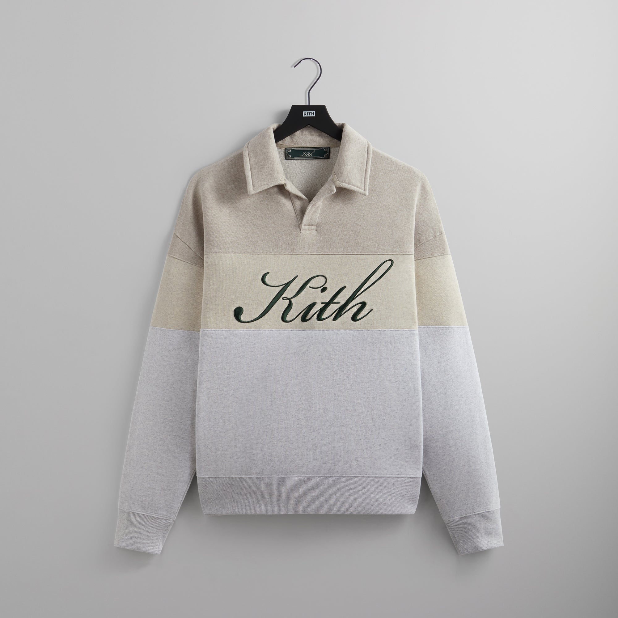 Kith Color-Blocked Nelson Collared Pullover - Light Heather Grey