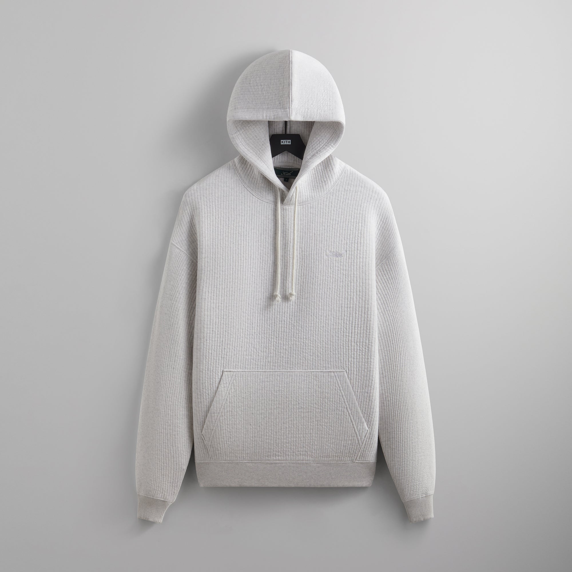 Kith Striped Interlock Williams III Hoodie - Light Heather Grey