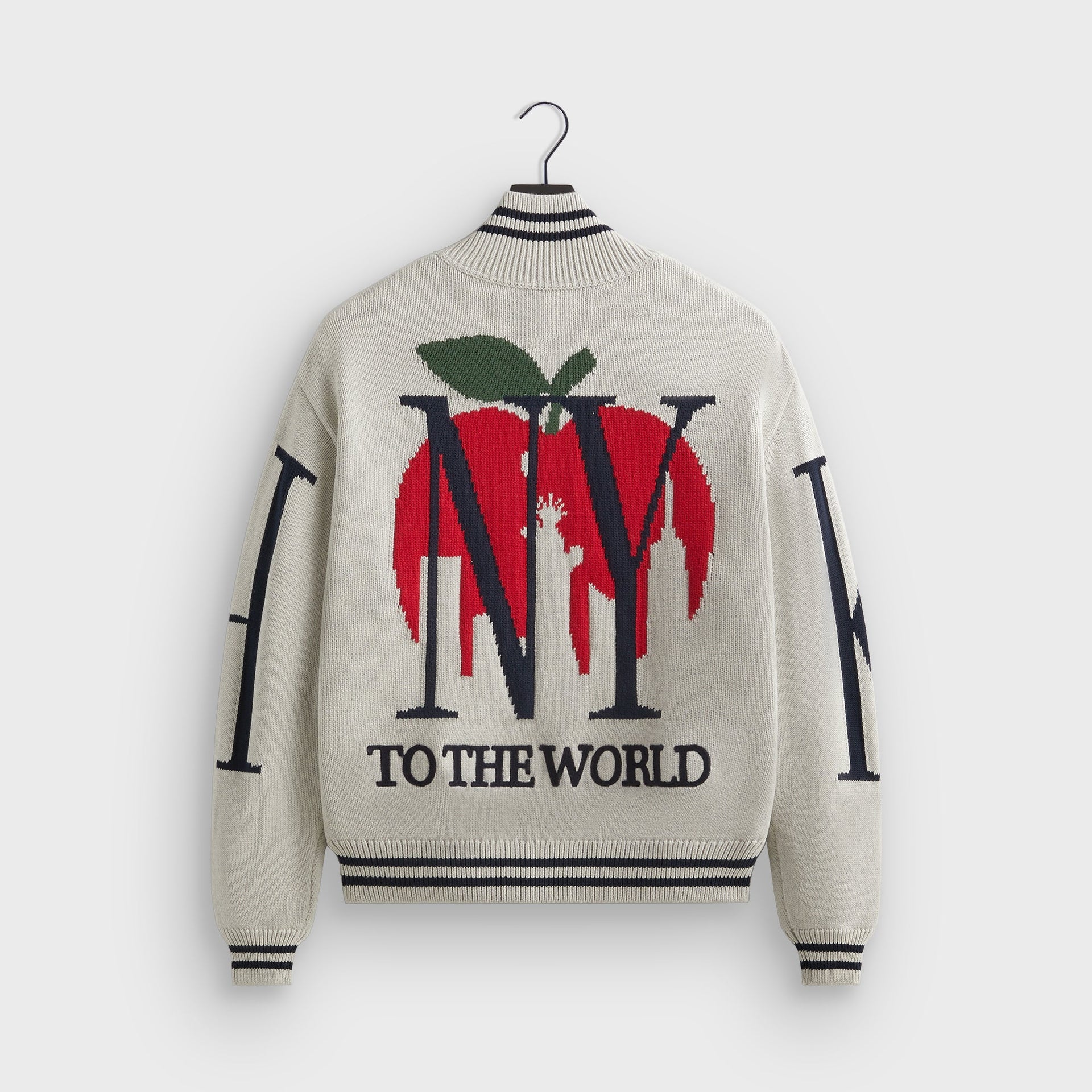 Kith Big Letter New York Wyona Full Zip Sweater - Light Heather Grey