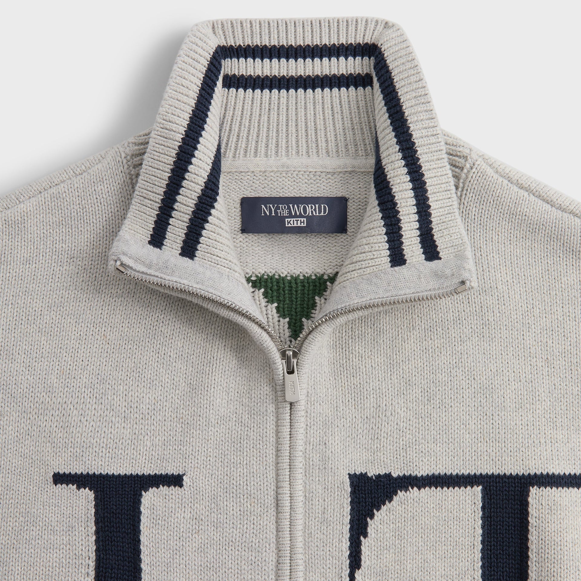 Kith Big Letter New York Wyona Full Zip Sweater - Light Heather Grey
