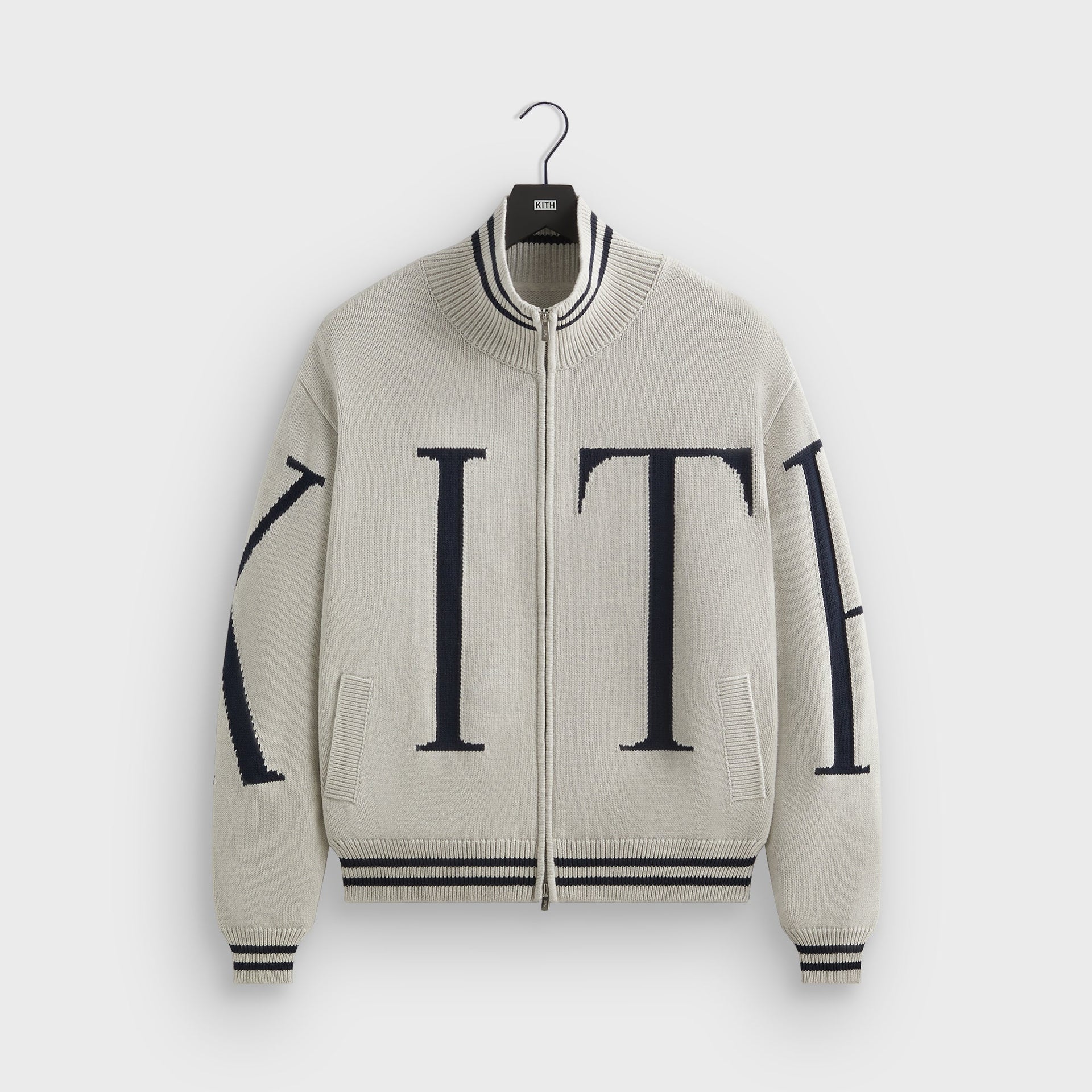 Kith Big Letter New York Wyona Full Zip Sweater - Light Heather Grey