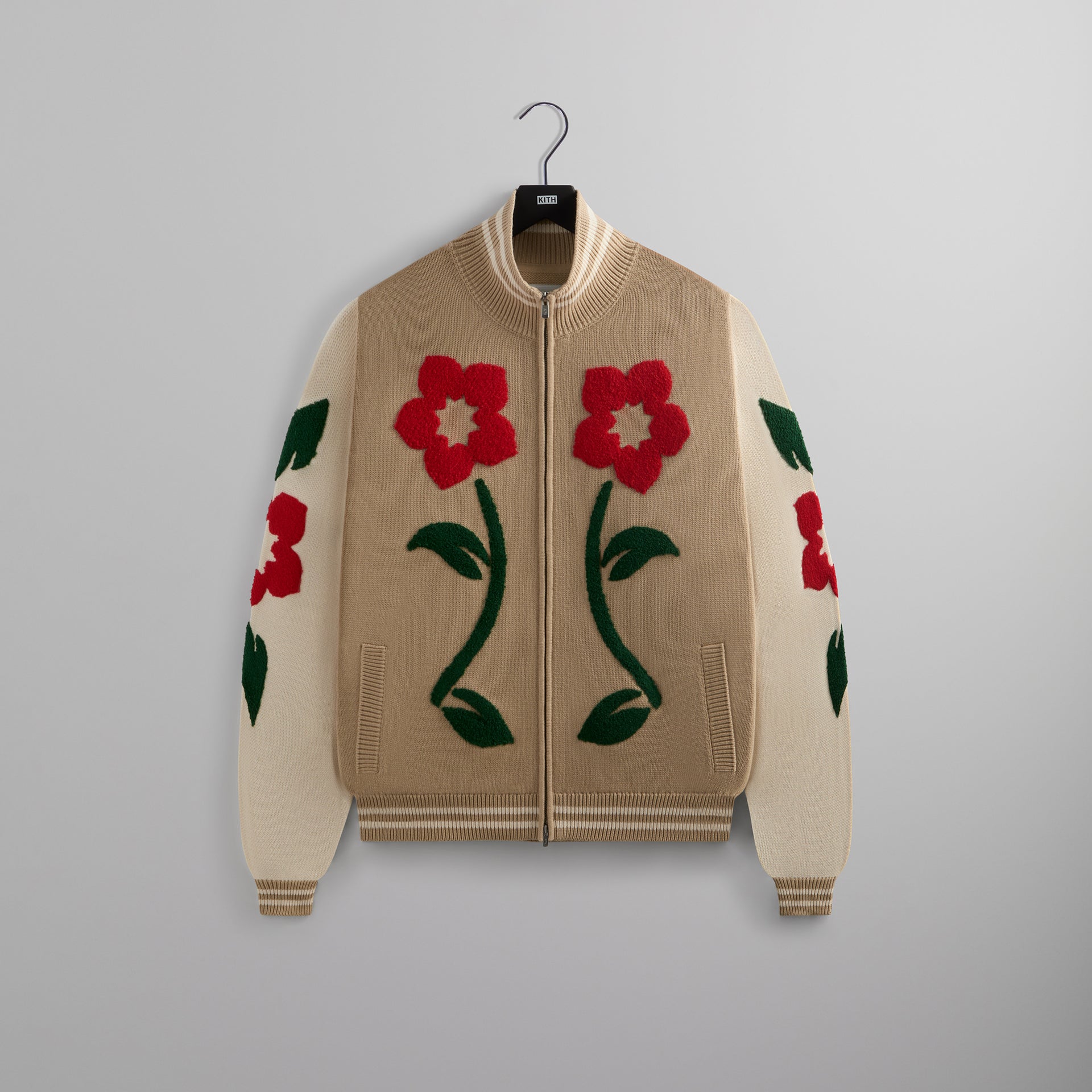 Kith Floral Crest Wyona Full Zip Sweater - Canvas