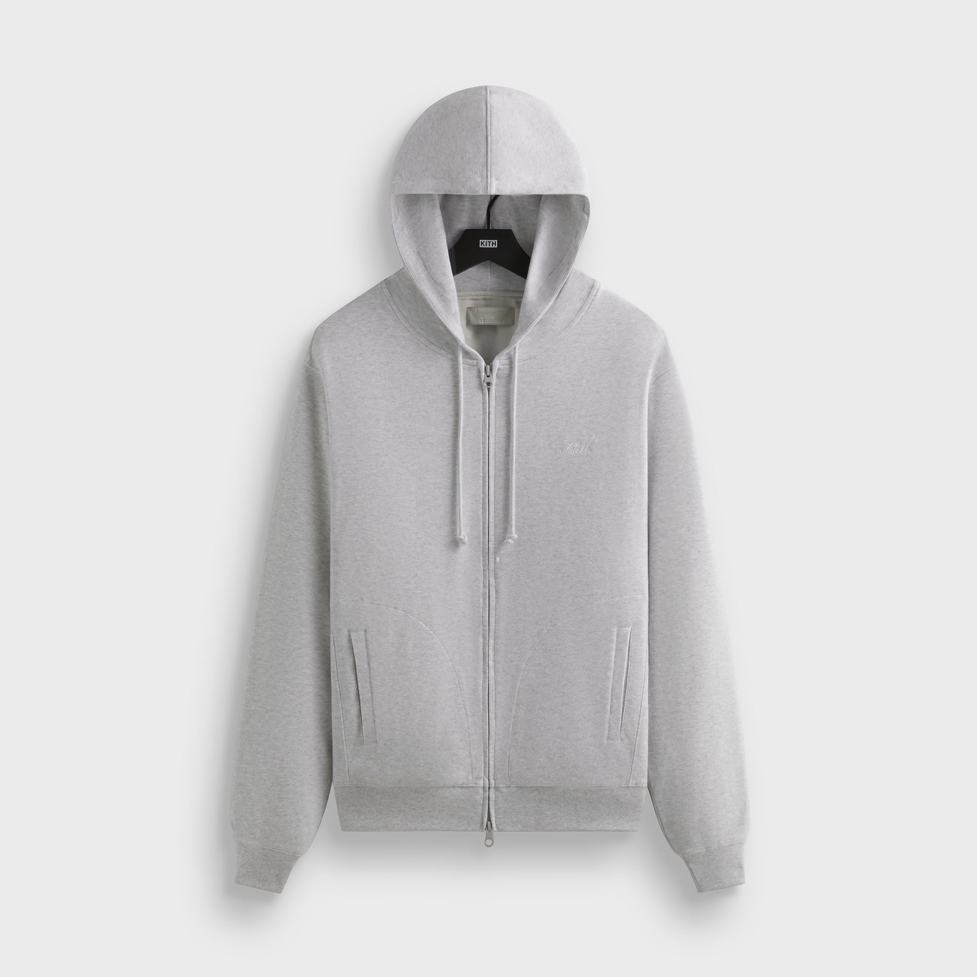 Kith Interlock Williams V Full Zip Hoodie - Light Heather Grey