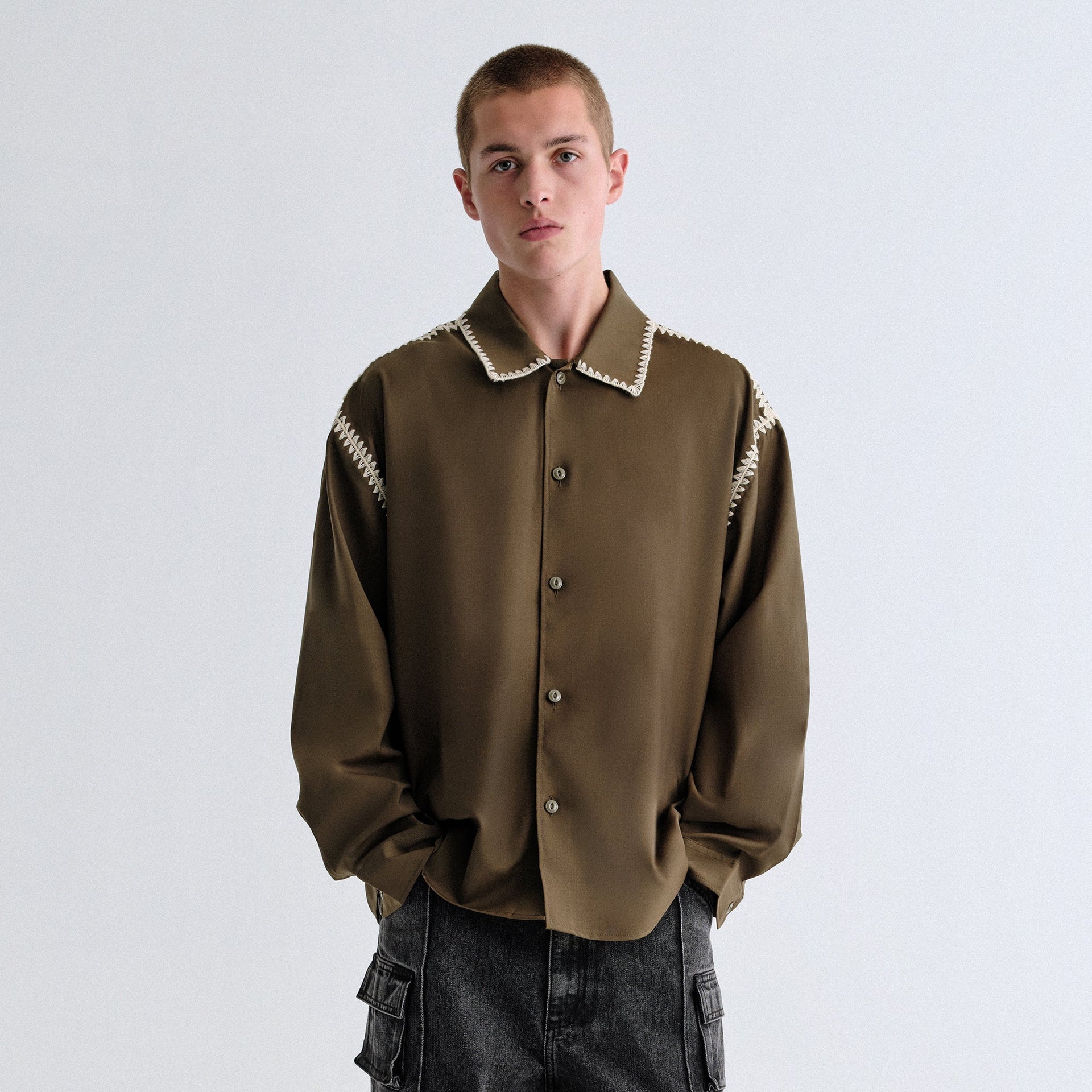 Kith Crochet Detail Apollo Shirt - Moss