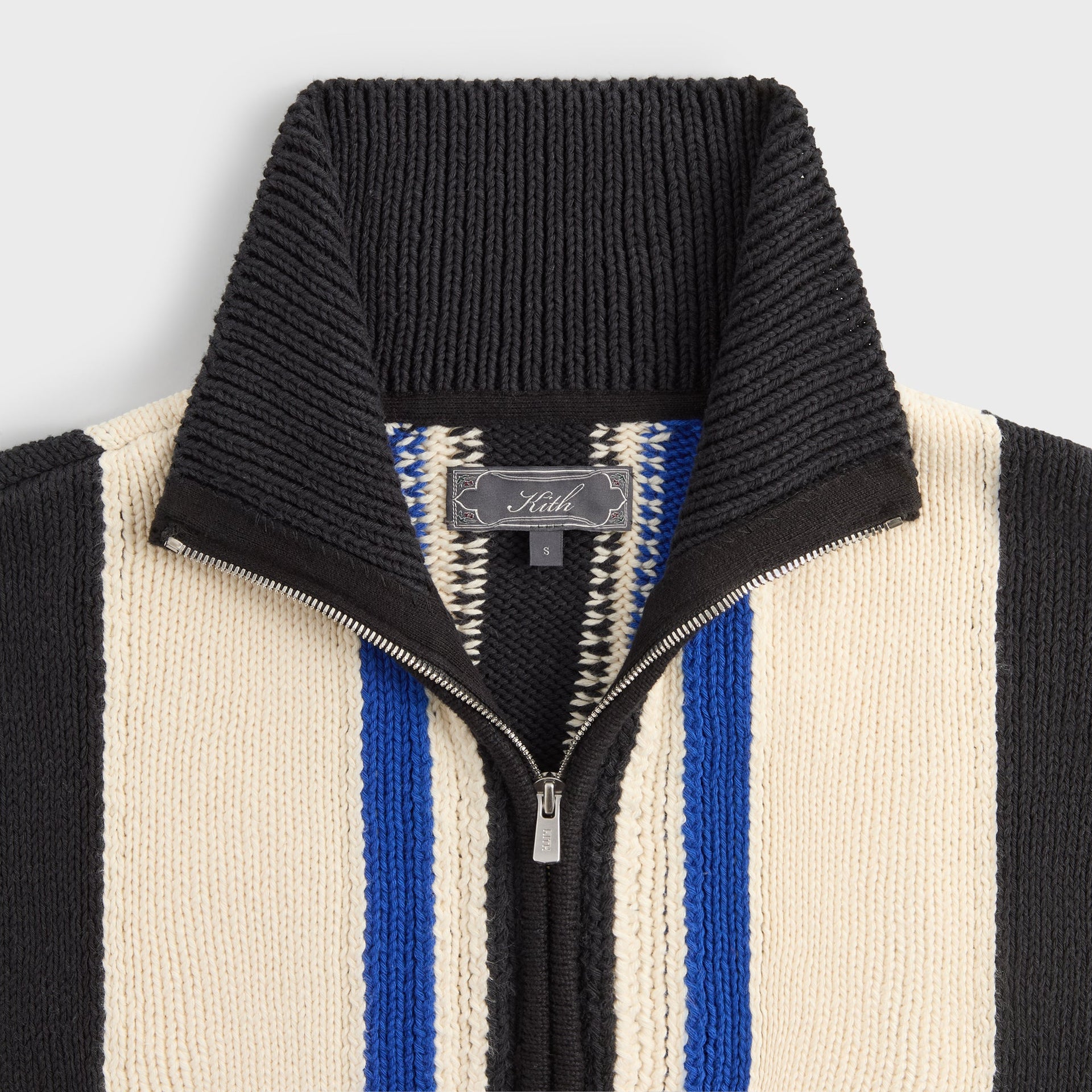 Kith Color-Blocked Moto Full Zip Wyona Sweater - Sandrift