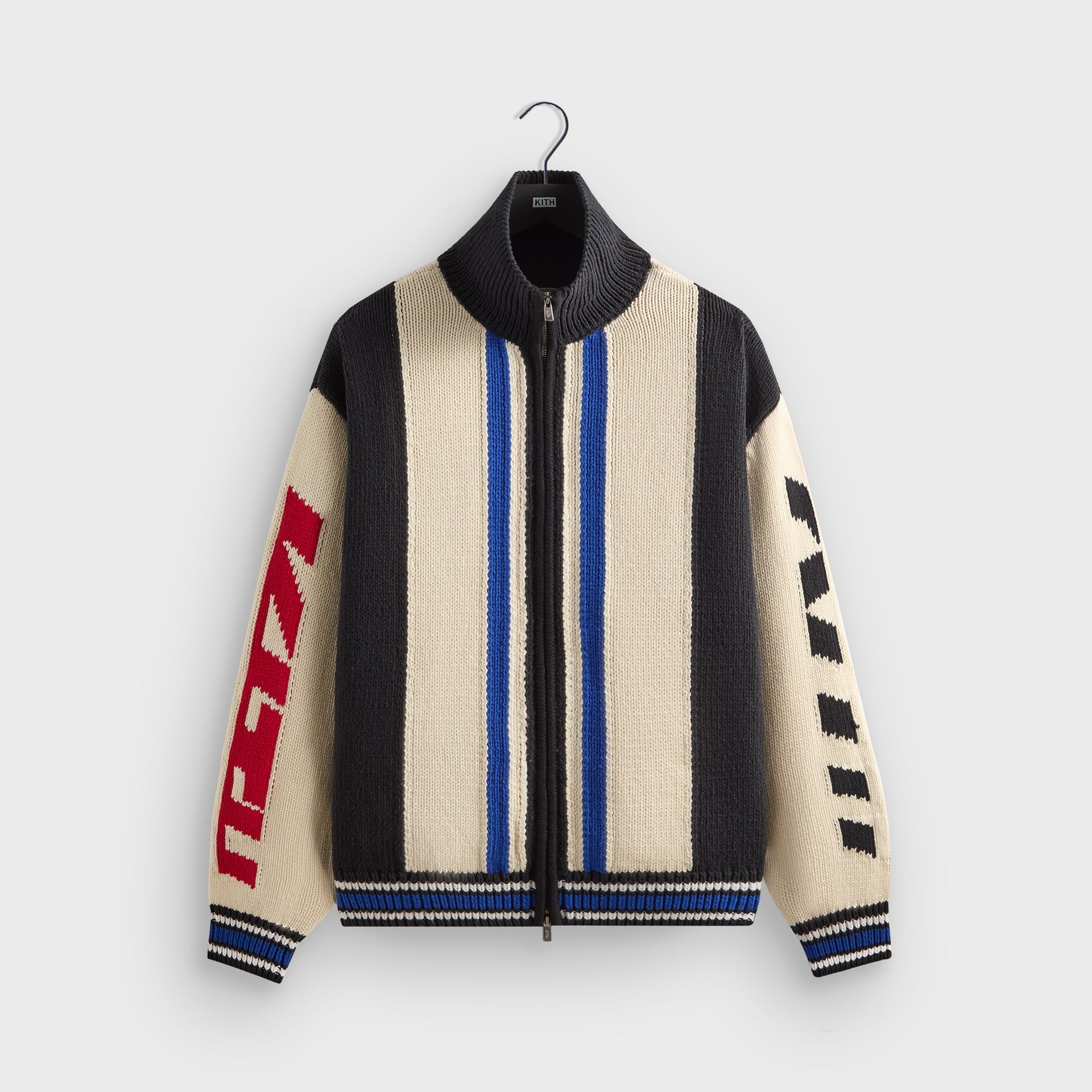 Kith Color-Blocked Moto Full Zip Wyona Sweater - Sandrift