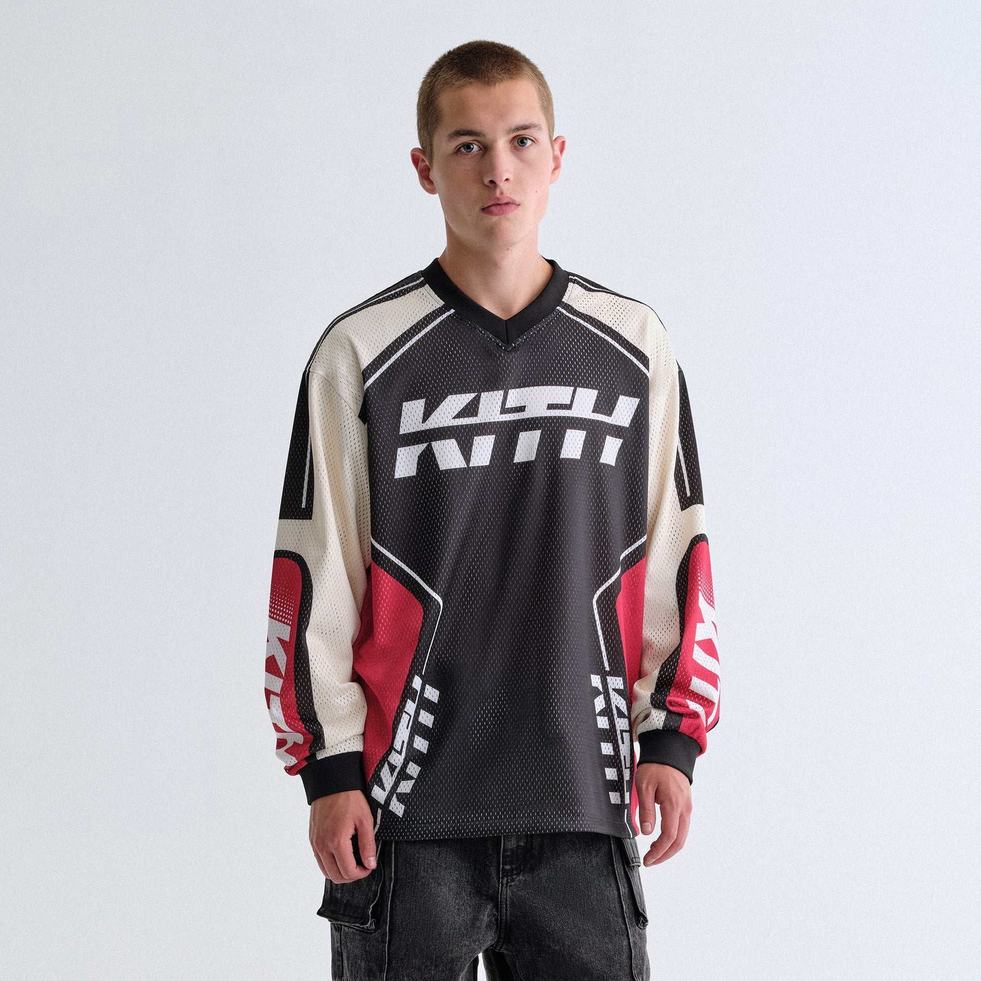 Kith Moto Mesh Long Sleeve Donovan Tee - Black