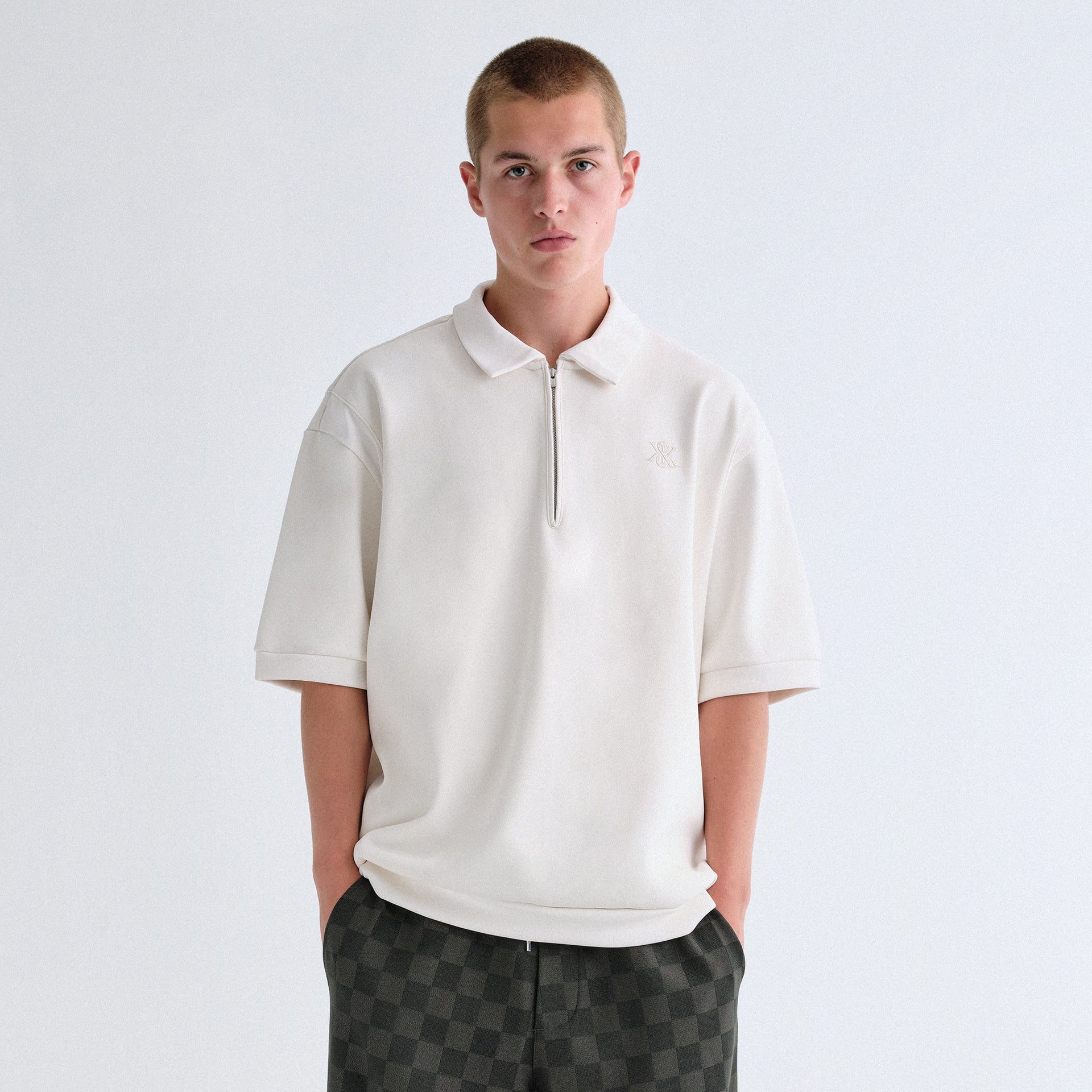 Kith Zip-Front Performance Knit Ethan Polo - Sandrift