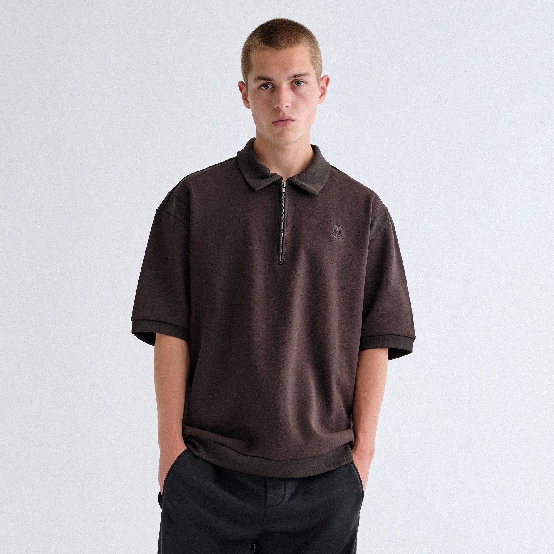Kith Zip-Front Performance Knit Ethan Polo - Kindling