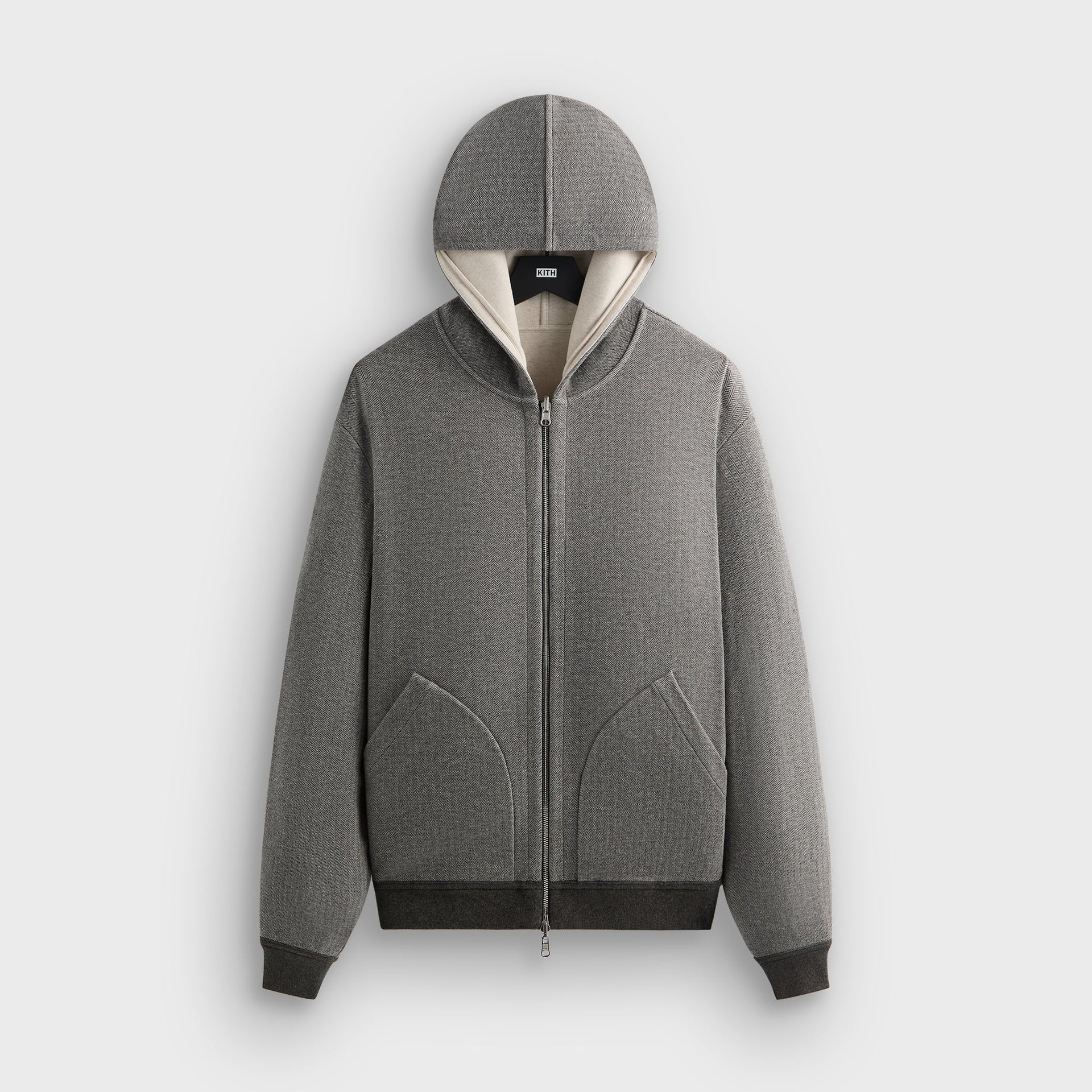 &Kin Reversible Double Face Williams V Hoodie - Dark Heather Grey