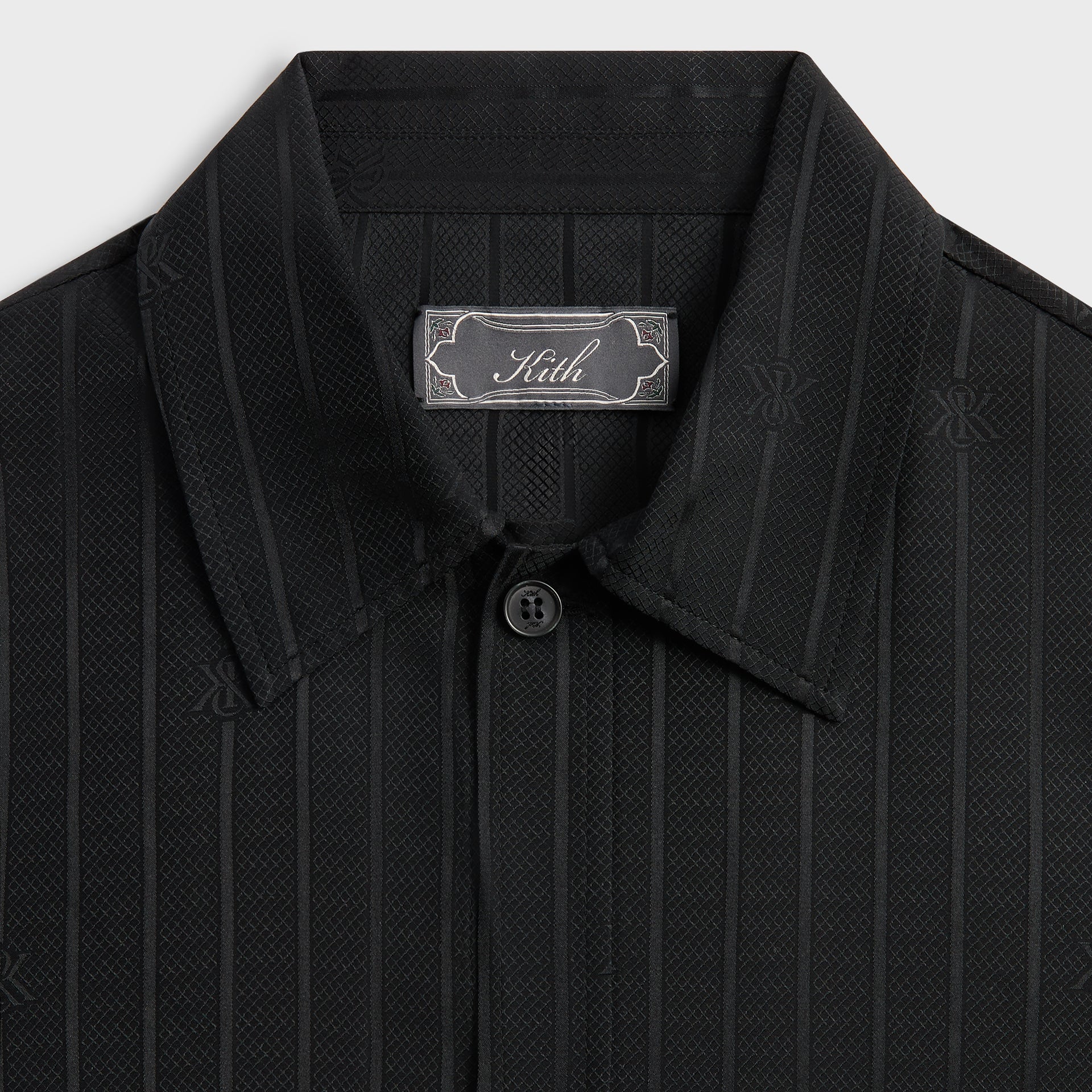 Kith Crest Logo Boxy Collared Overshirt - Black