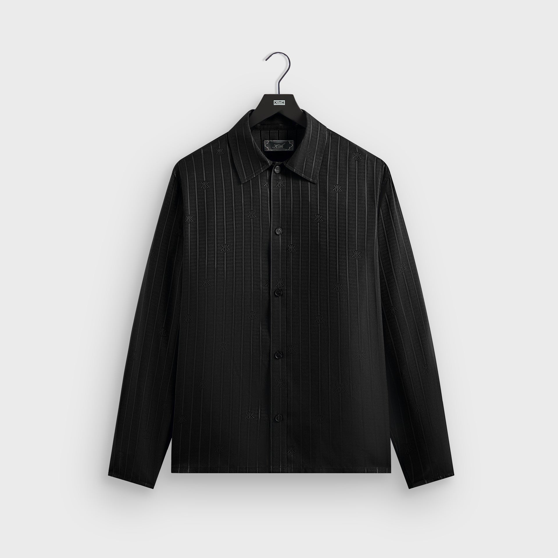 Kith Crest Logo Boxy Collared Overshirt - Black