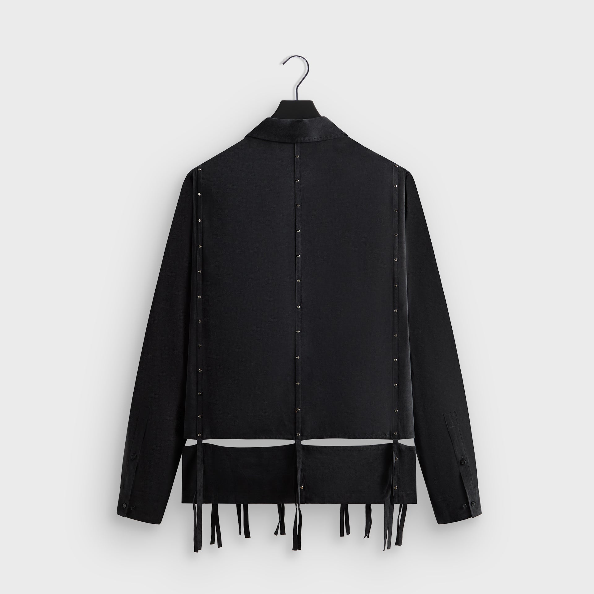 &Kin Ribbon Long Sleeve Boxy Collared Overshirt - Black