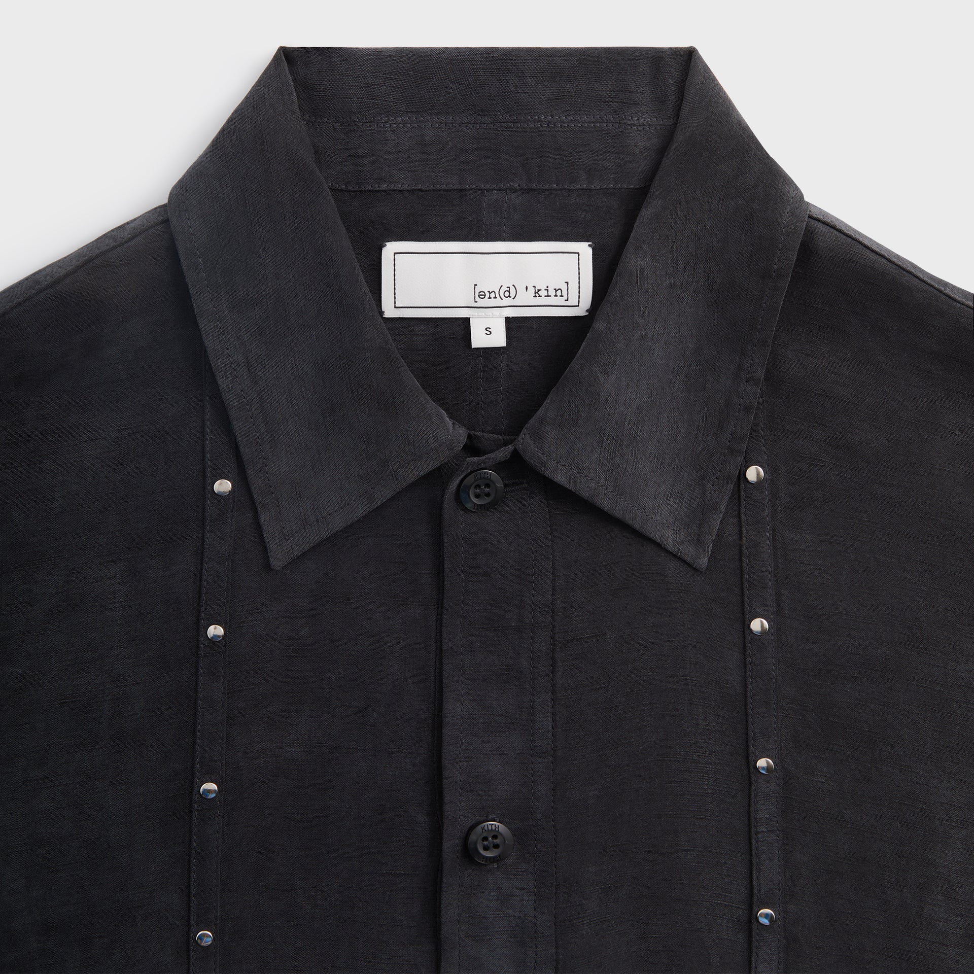 &Kin Ribbon Long Sleeve Boxy Collared Overshirt - Black