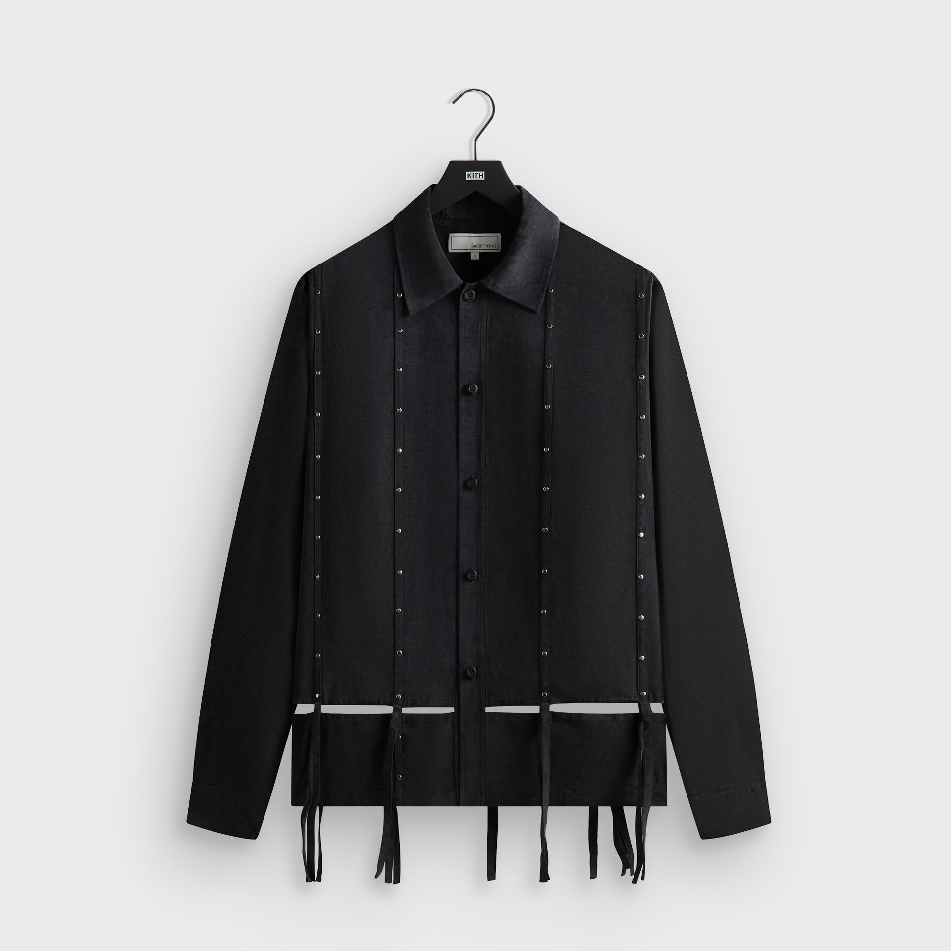 &Kin Ribbon Long Sleeve Boxy Collared Overshirt - Black