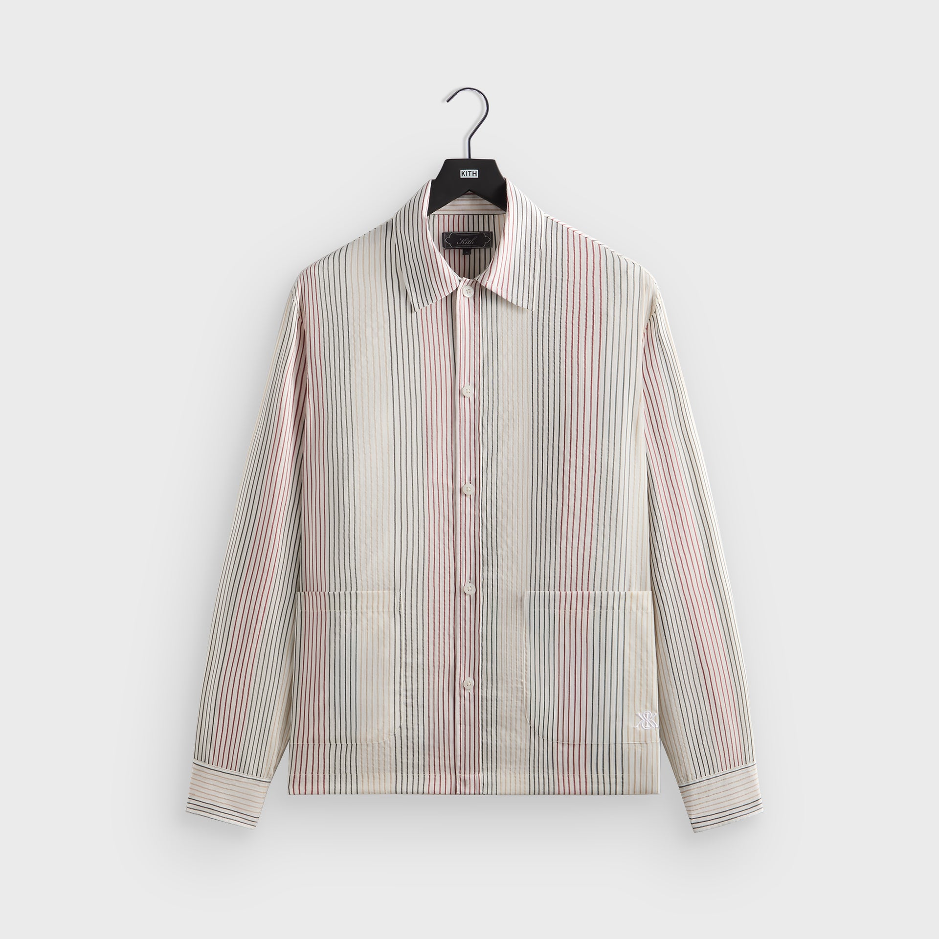 Kith Seersucker Long Sleeve Boxy Collared Overshirt - White