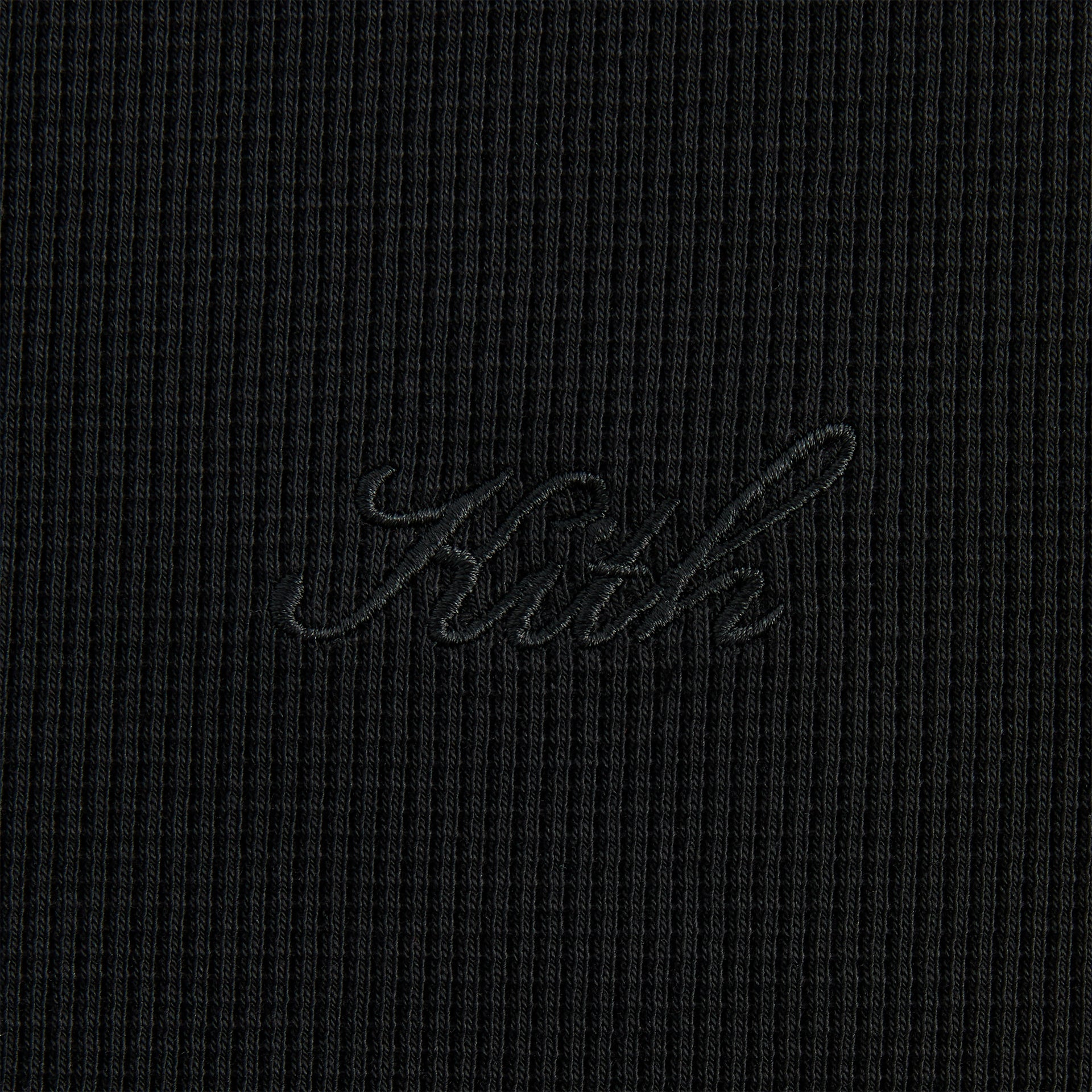 Kith Micro Waffle Short Sleeve Colby Pullover - Black