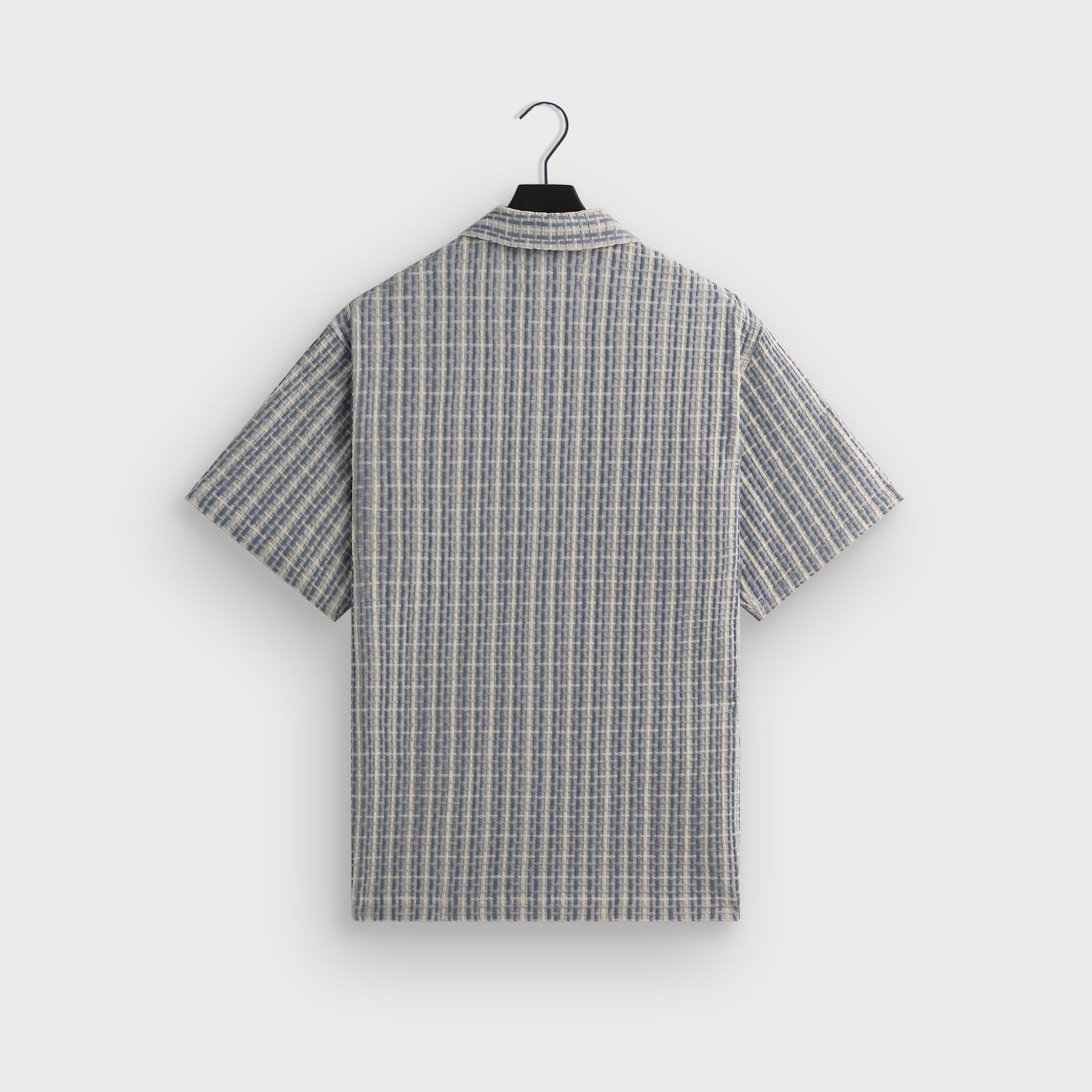 Kith Bubble Check Short Sleeve Boxy Collared Overshirt - Light Indigo