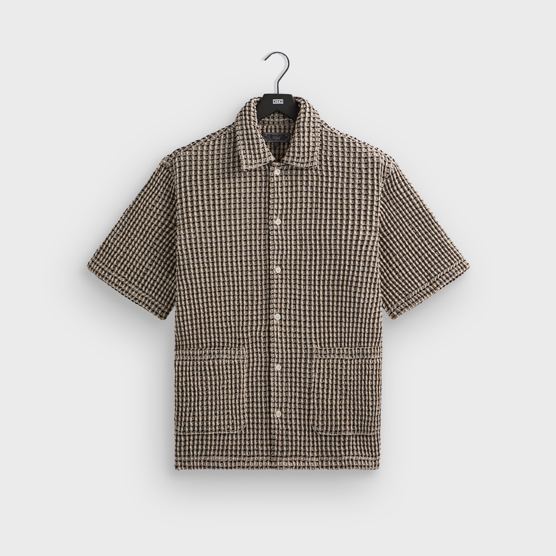 Kith Geometric Diamond Short Sleeve Boxy Collared Overshirt - Black