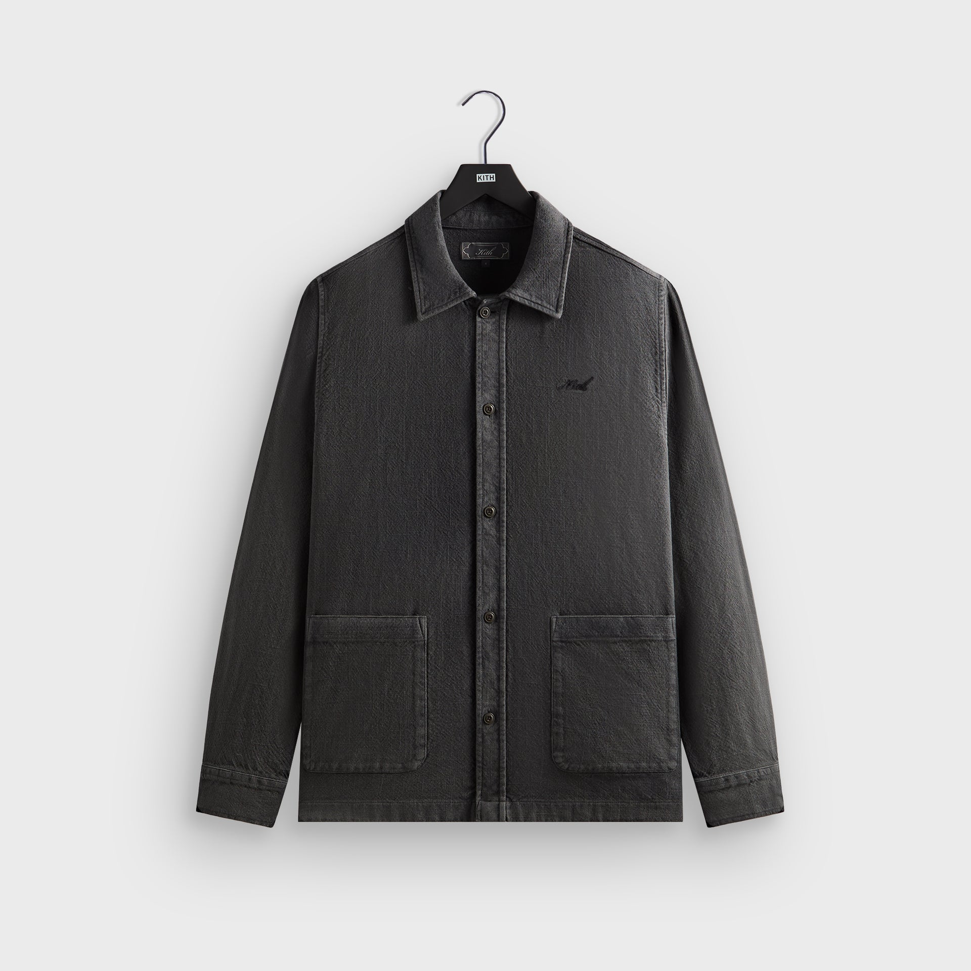 Kith Soft Woven Long Sleeve Boxy Collared Overshirt - Carbon