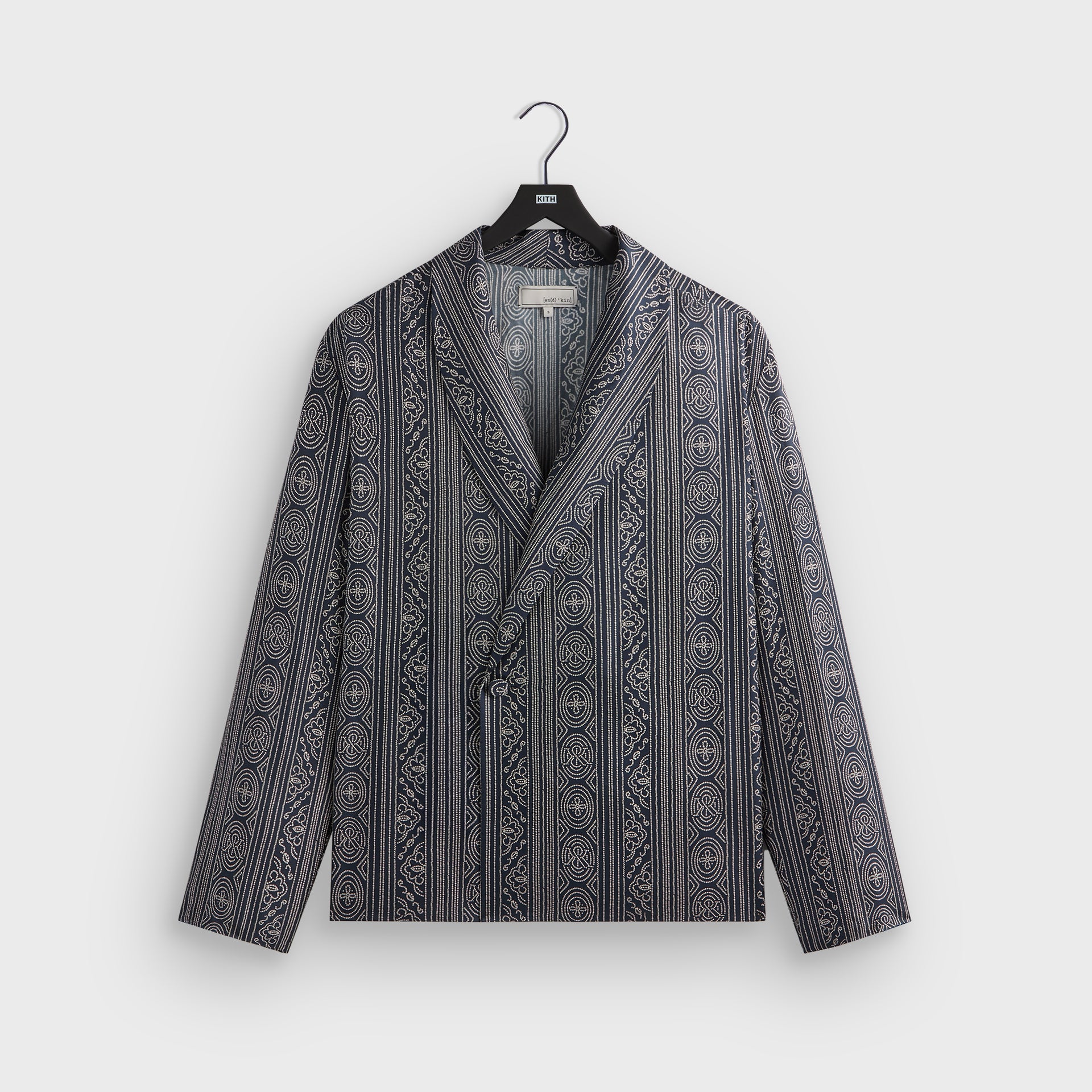 &Kin Batik Stripe Long Sleeve Thompson Crossover Shirt - Nocturnal