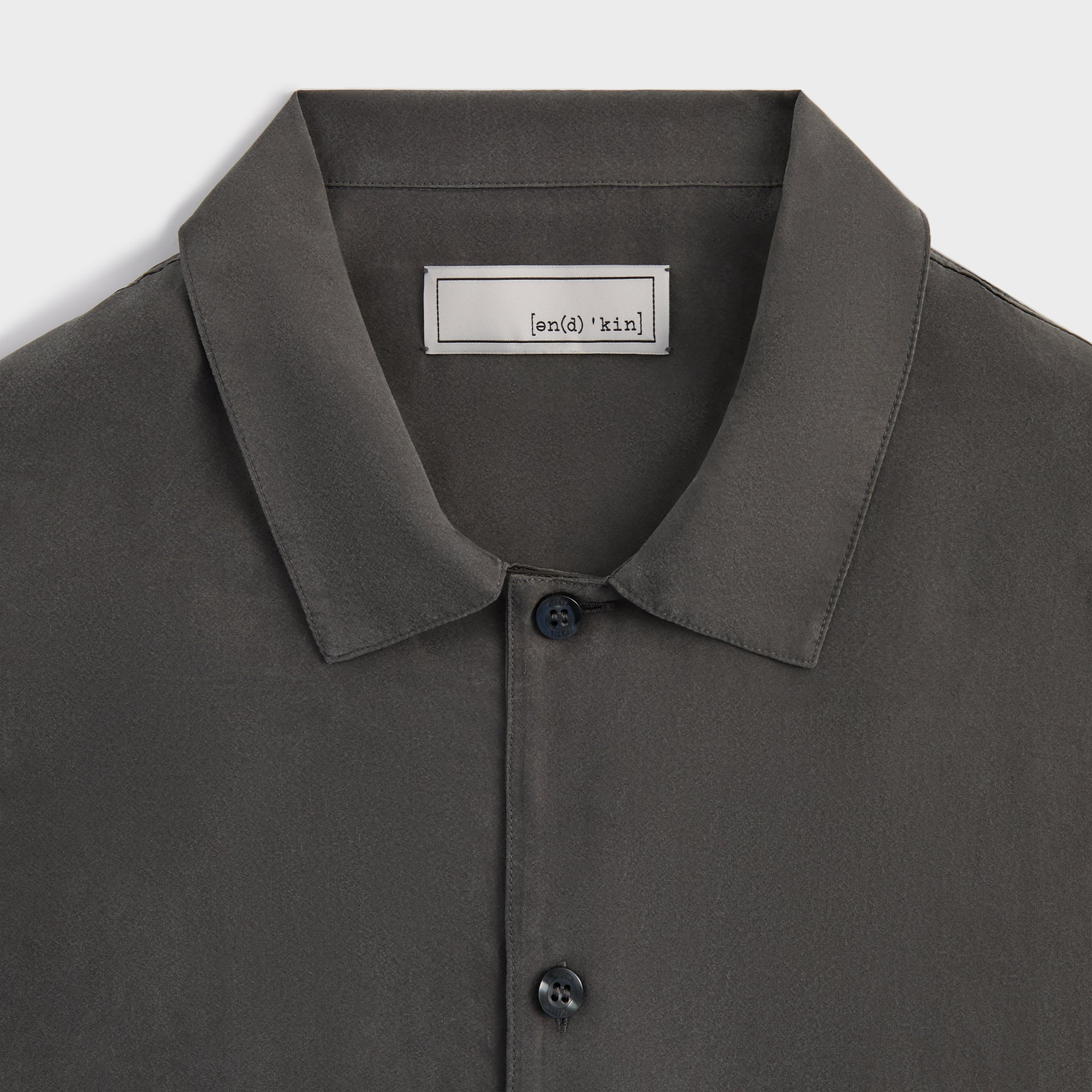 &Kin Silk Habotai Short Sleeve Reade Shirt -  Somber