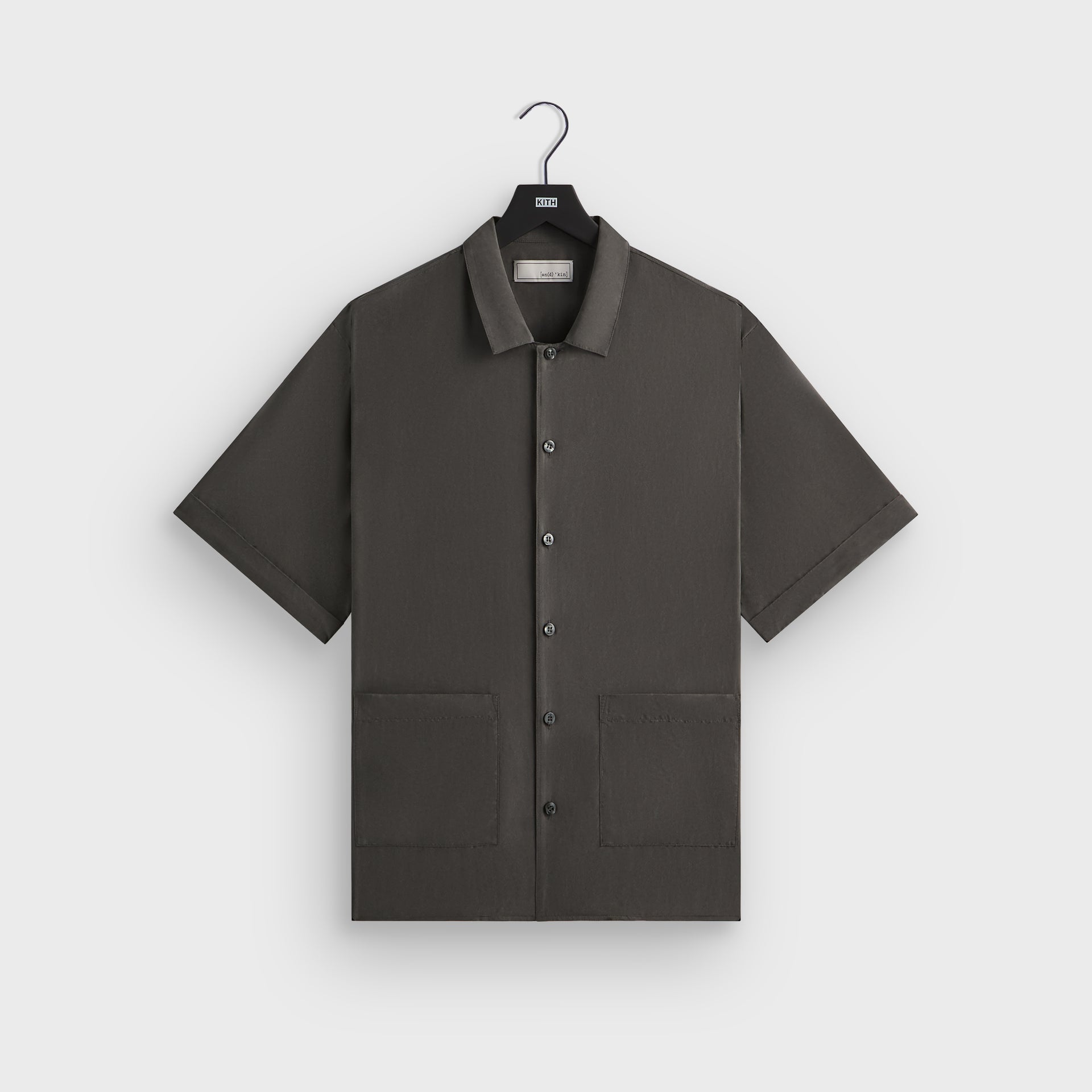 &Kin Silk Habotai Short Sleeve Reade Shirt -  Somber