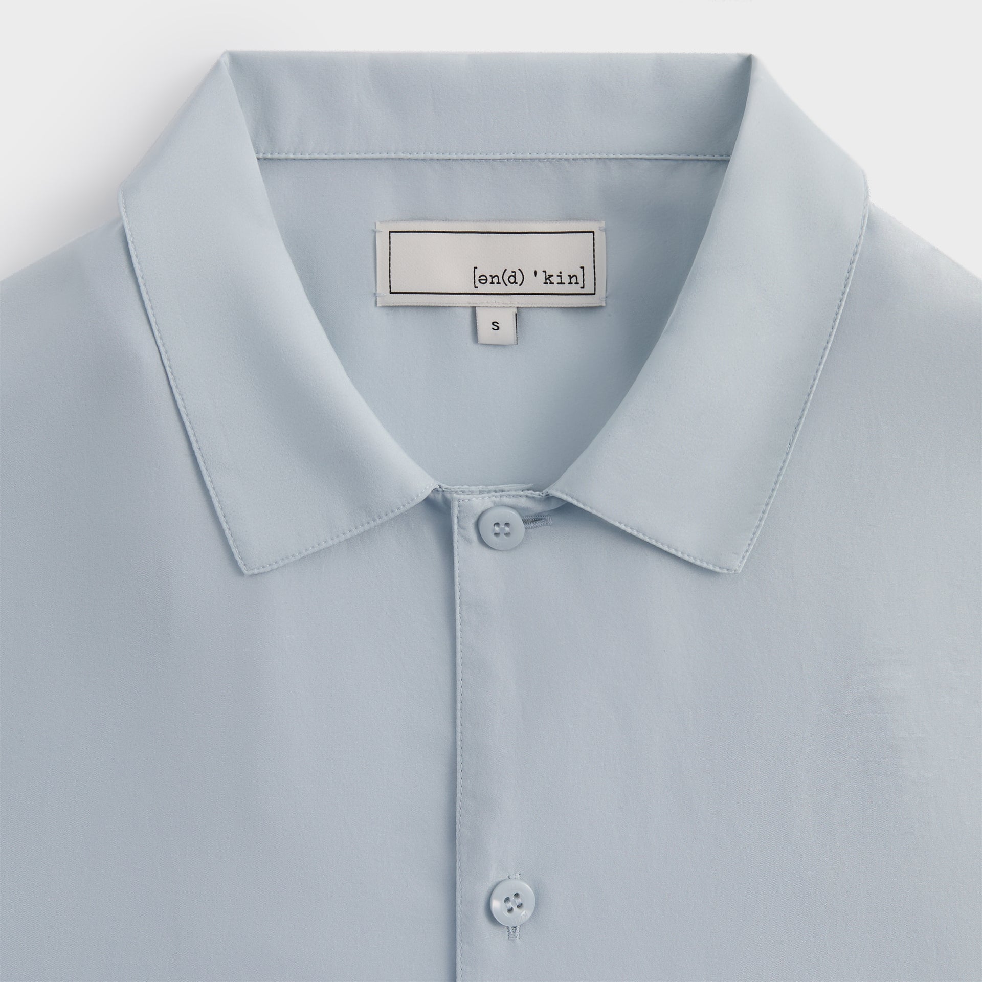 &Kin Silk Habotai Short Sleeve Reade Shirt -  Light Indigo