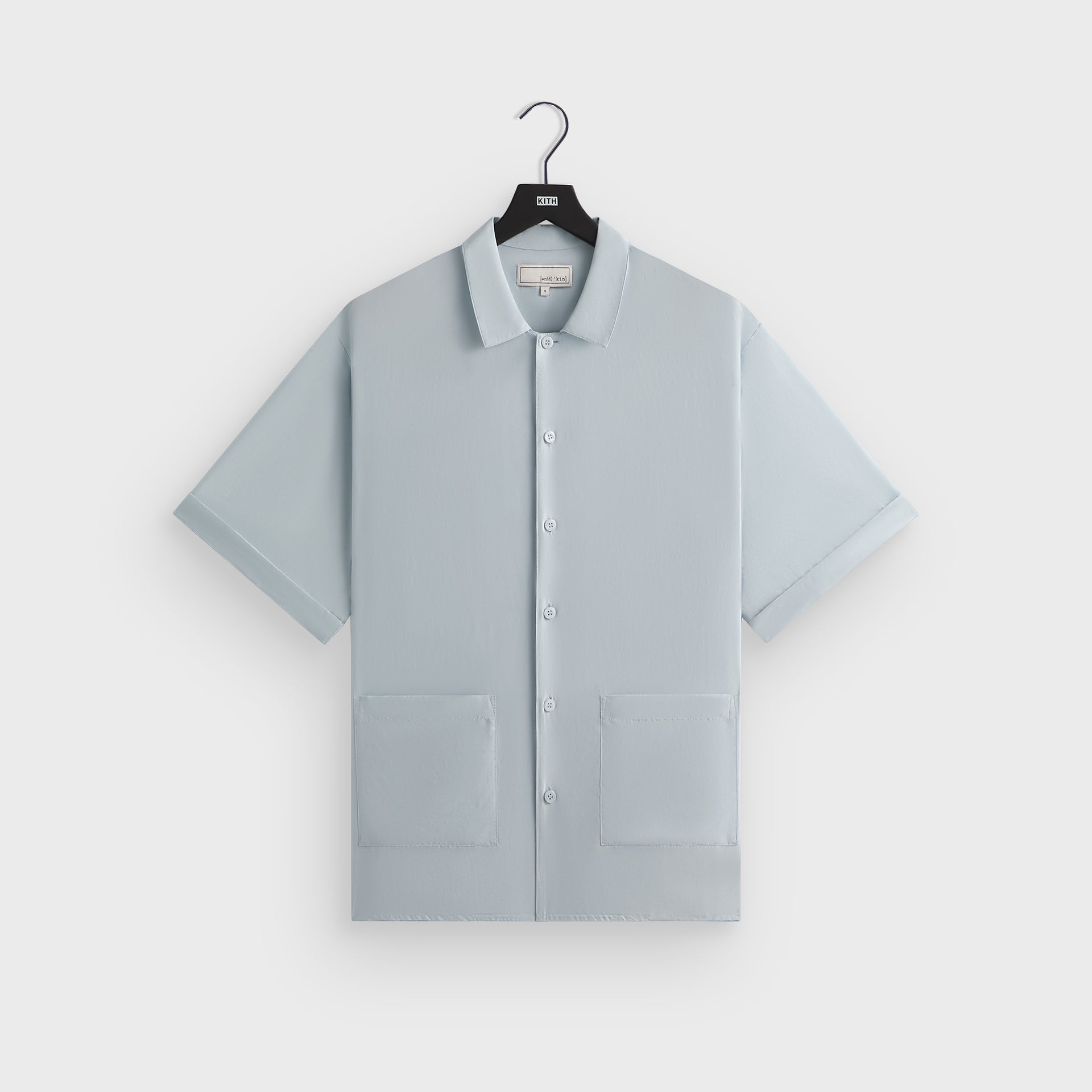 &Kin Silk Habotai Short Sleeve Reade Shirt -  Light Indigo
