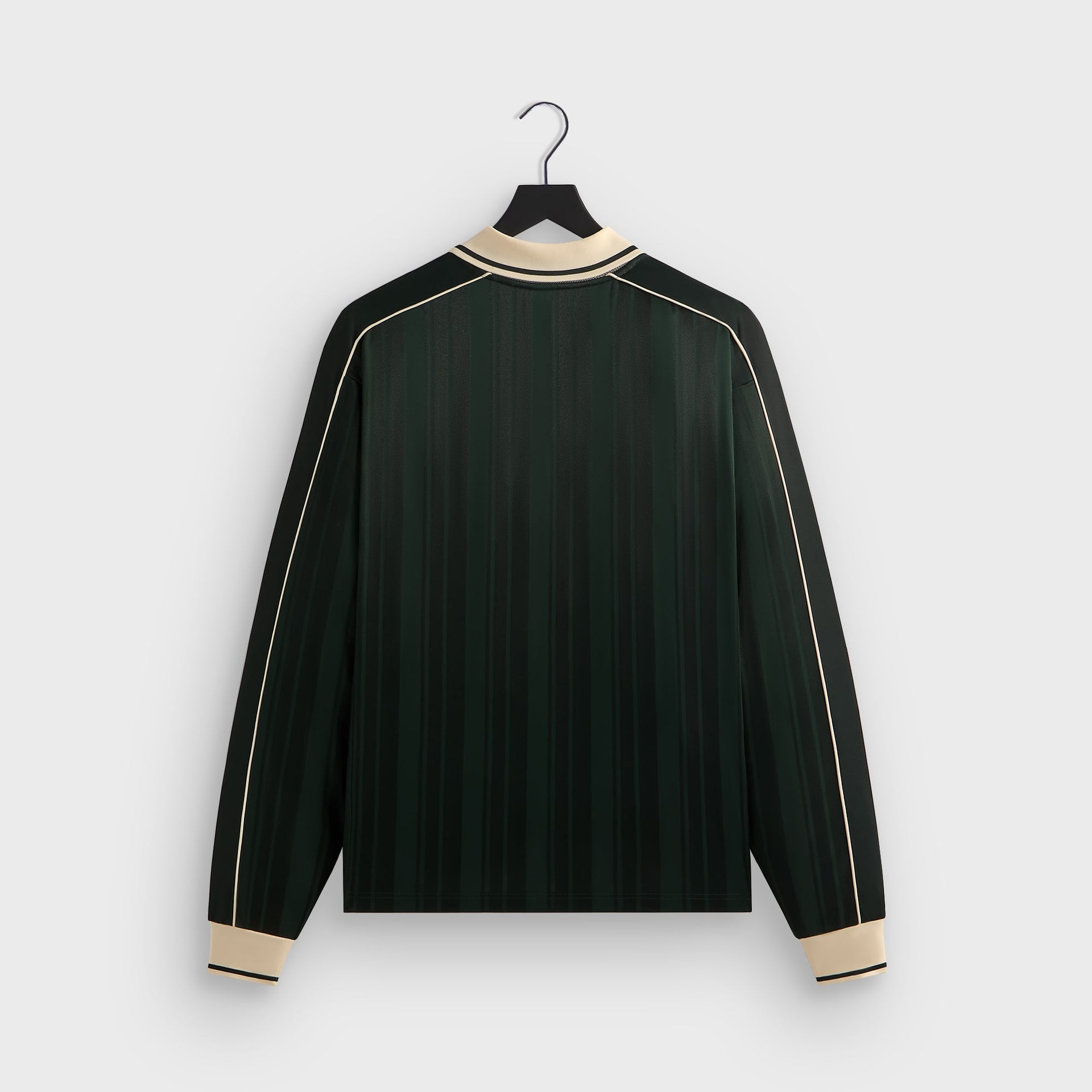 Kith Pinstripe Tricot Panelled Long Sleeve Tap In Polo - Stadium