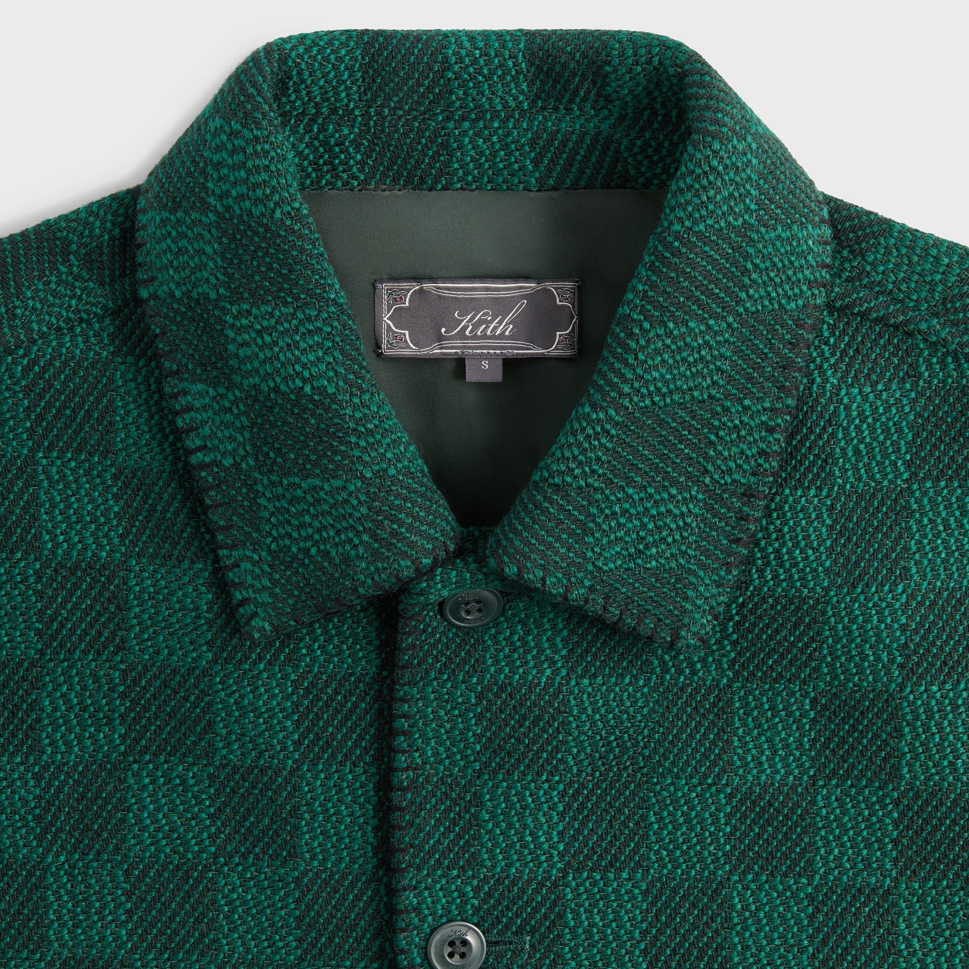 Kith Check Boucle Boxy Collared Overshirt - Ivy Green