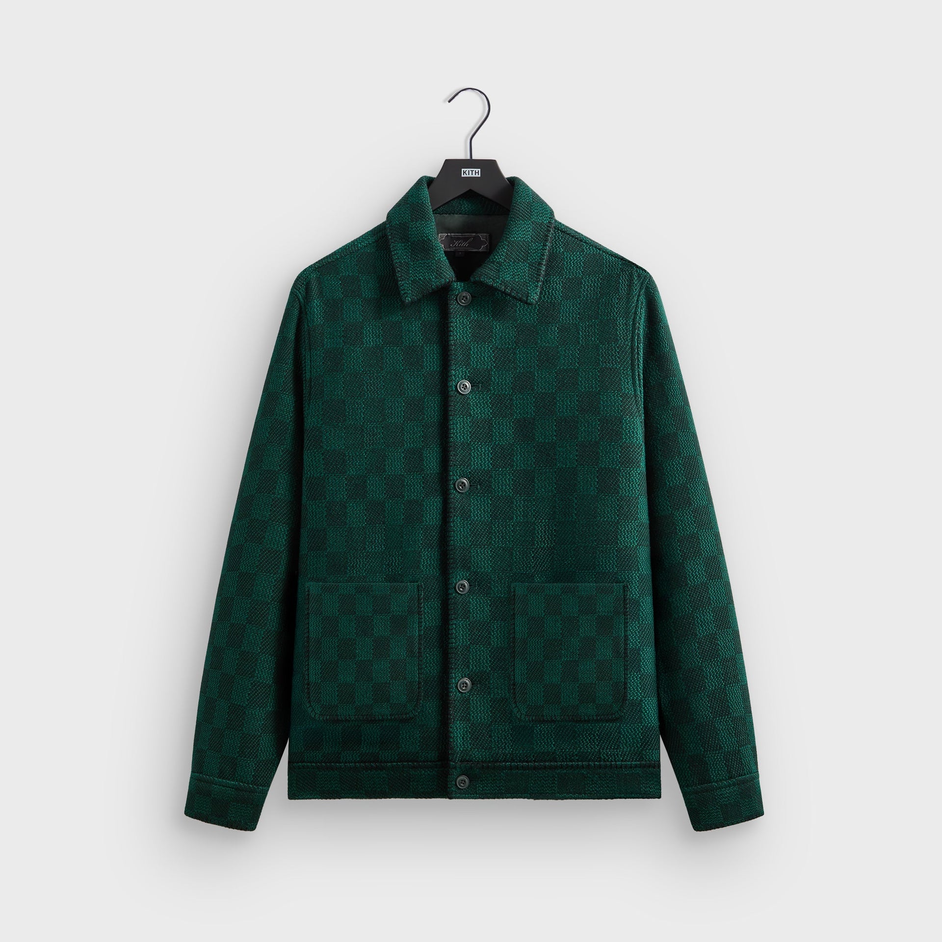 Kith Check Boucle Boxy Collared Overshirt - Ivy Green