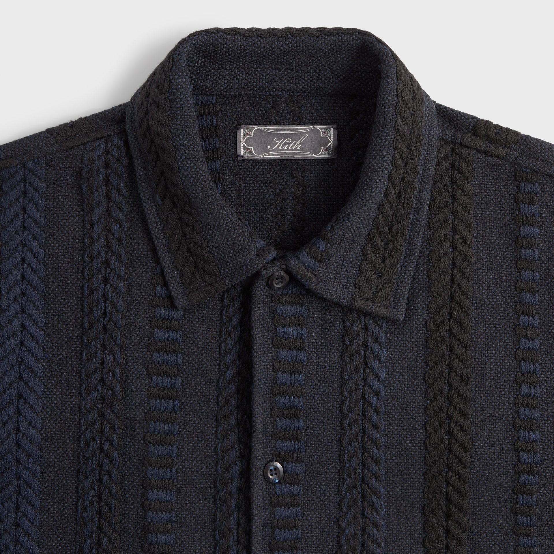 Kith Mixed Stripe Tweed Boxy Collared Overshirt - Nocturnal