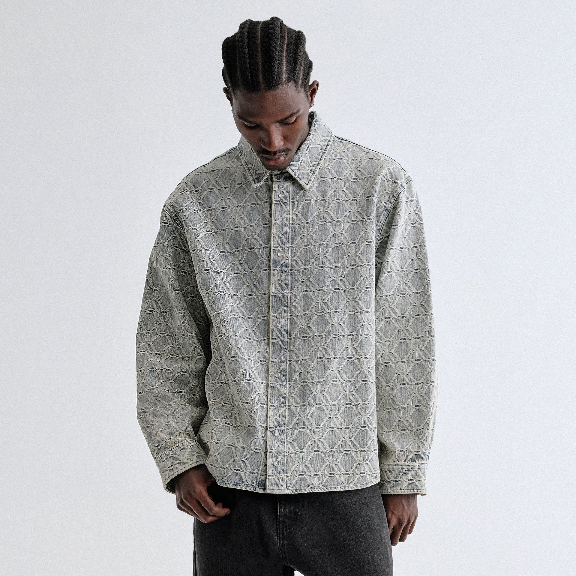 Kith Jacquard Crest Denim Apollo Shirt - Atom