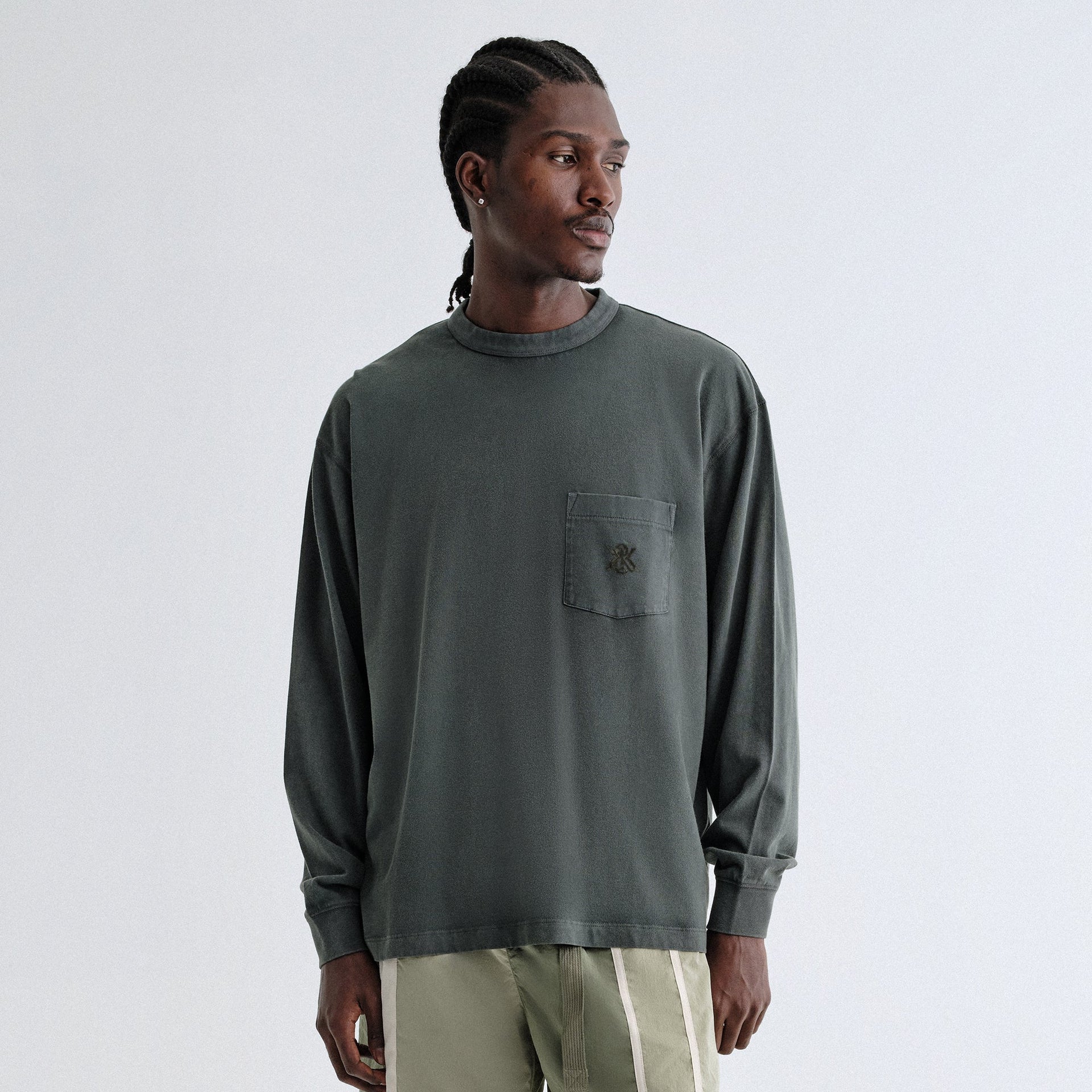 Kith Sueded Jersey Long Sleeve Leonard Pocket Tee - Machine