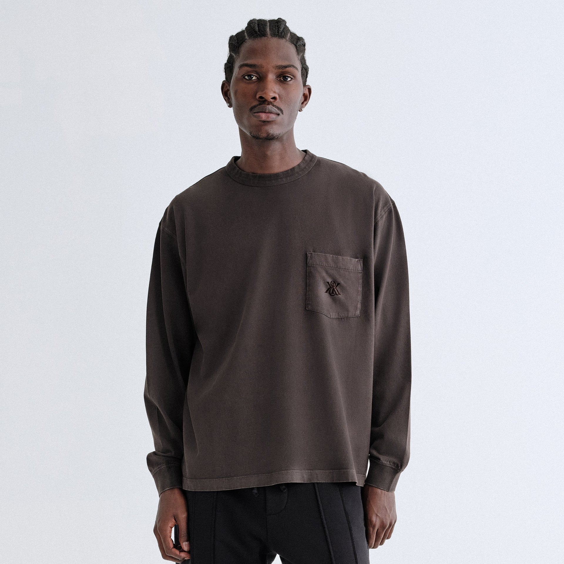 Kith Sueded Jersey Long Sleeve Leonard Pocket Tee - Derby