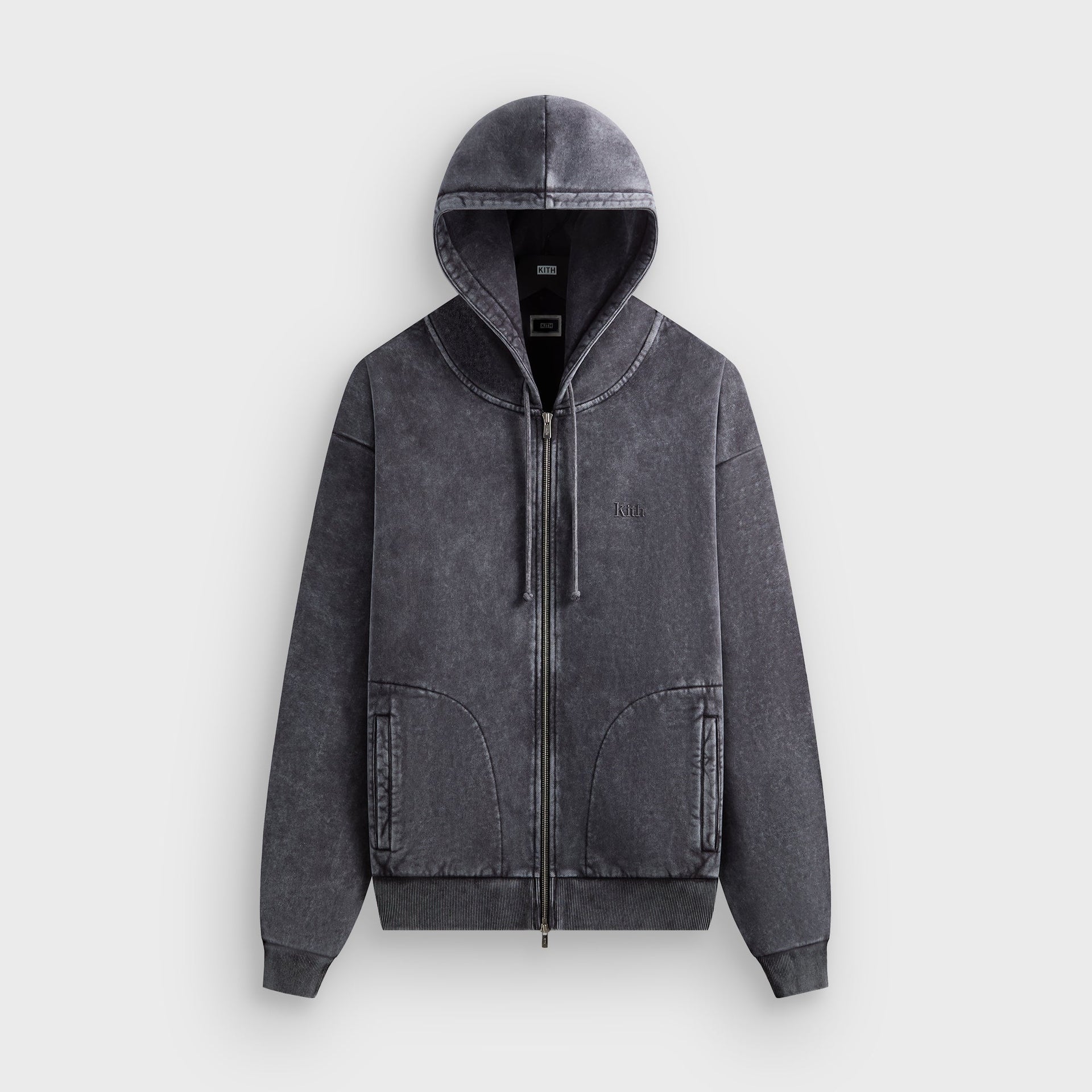 Kith Antique Wash Full Zip Nelson Hoodie - Black