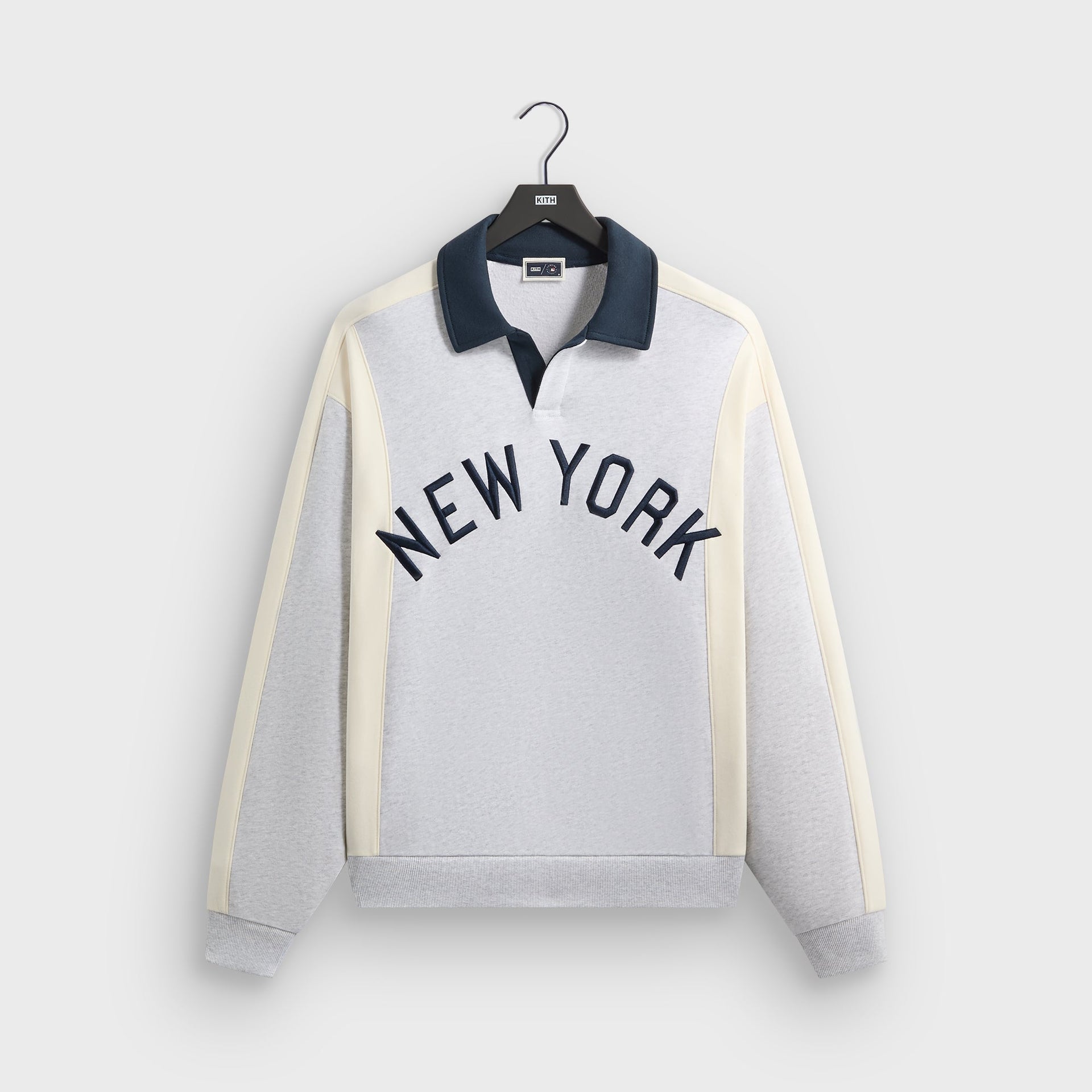 Kith for the New York Yankees Paneled Nelson Rugby - Light Heather Grey