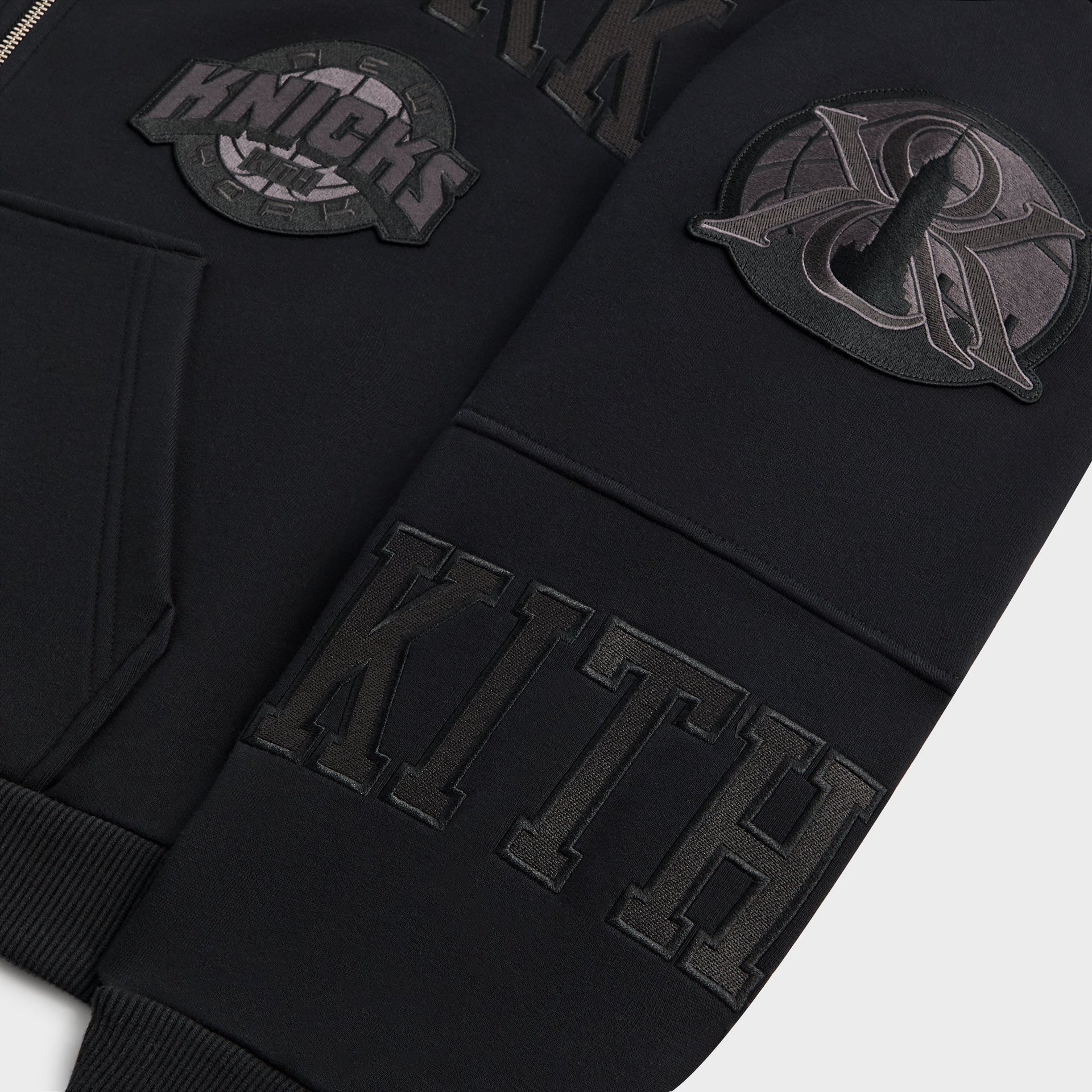 Kith for the New York Knicks Mash Up Cropped Braxton Vintage Hoodie - Black