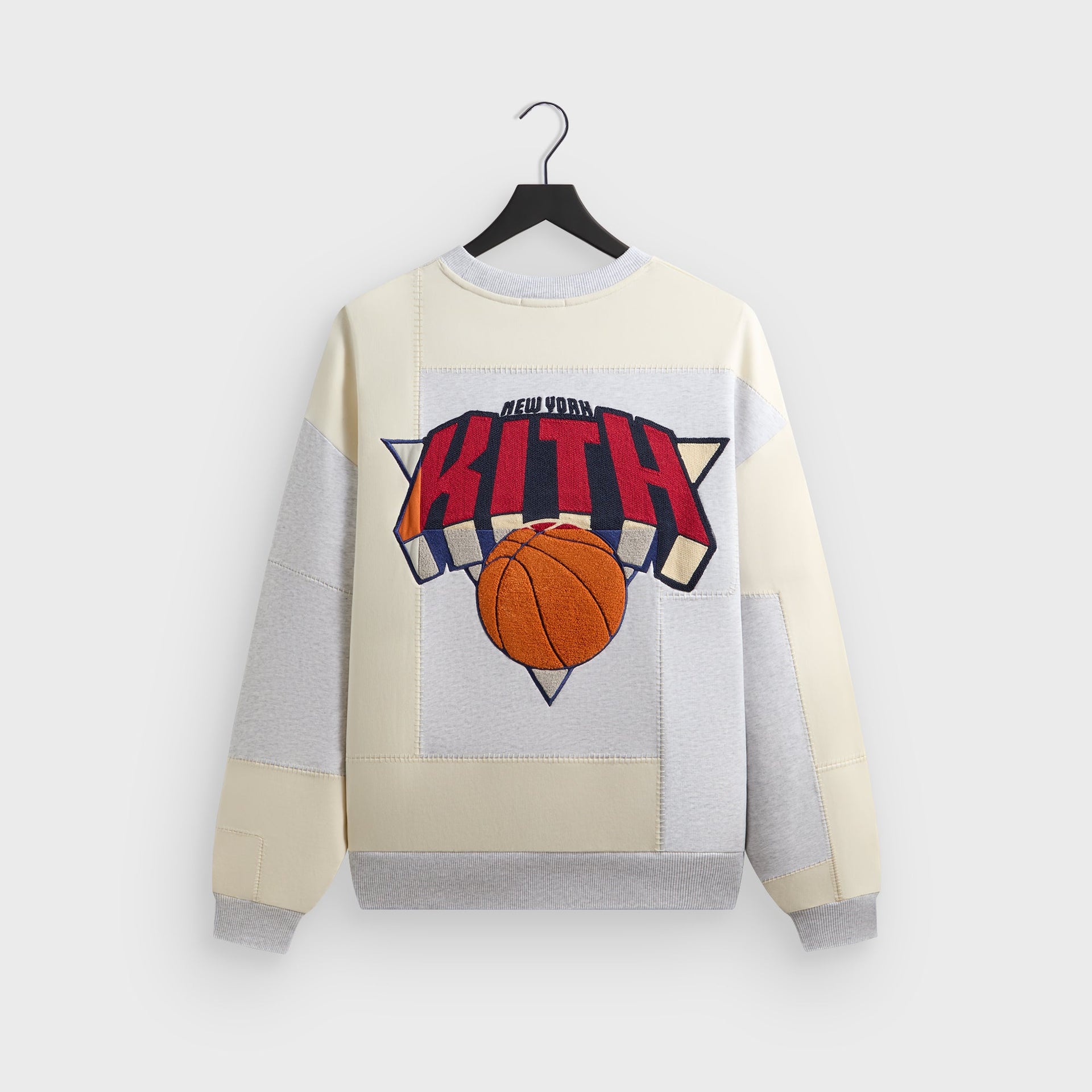 Kith for the New York Knicks Patchwork Fleece Crewneck Sweatshirt - Light Heather Grey