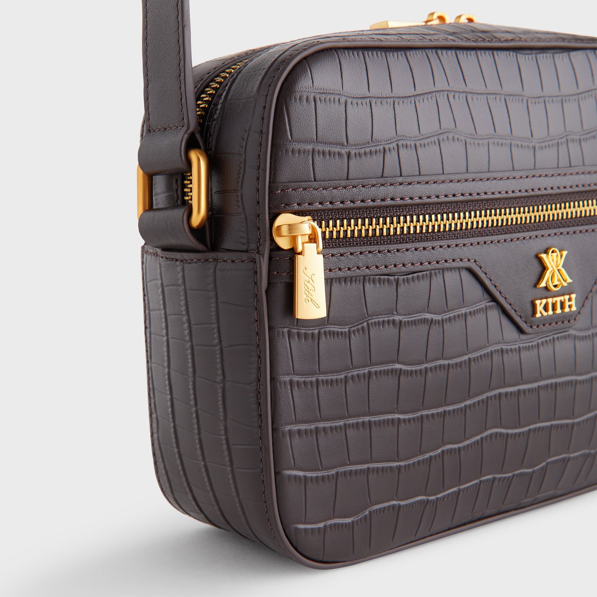 Kith Croc Debossed Leather Camera Crossbody - Incognito