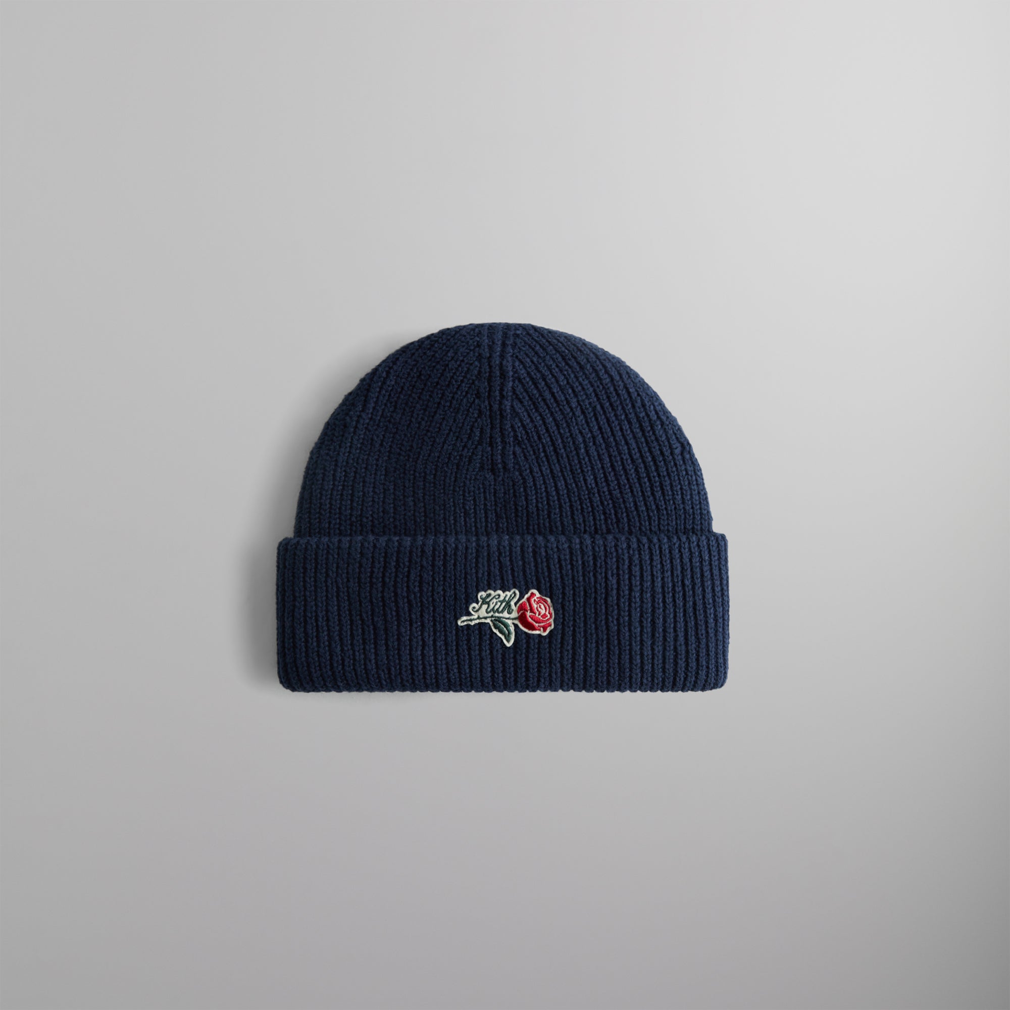 Kith Script Rose Felt Embroidery Cotton Beanie - Nocturnal