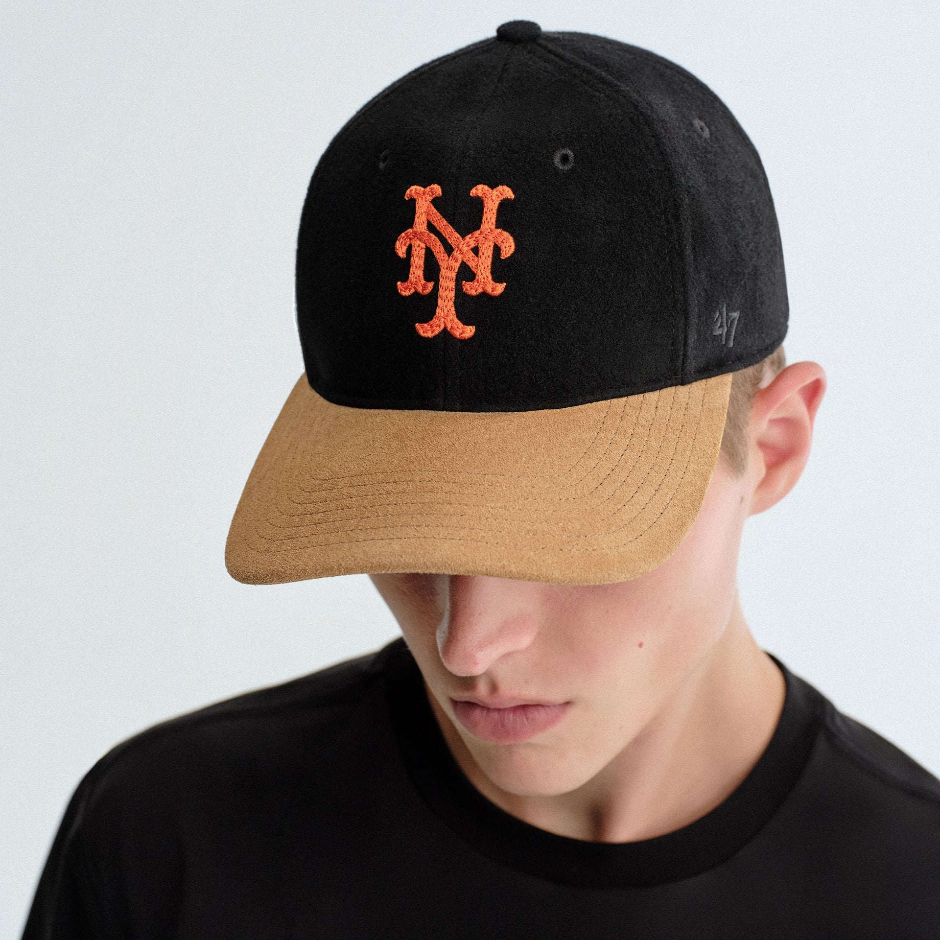 Kith & ‘47 for the New York Mets Heavy Twill Suede Brim Franchise LS Cap - Black