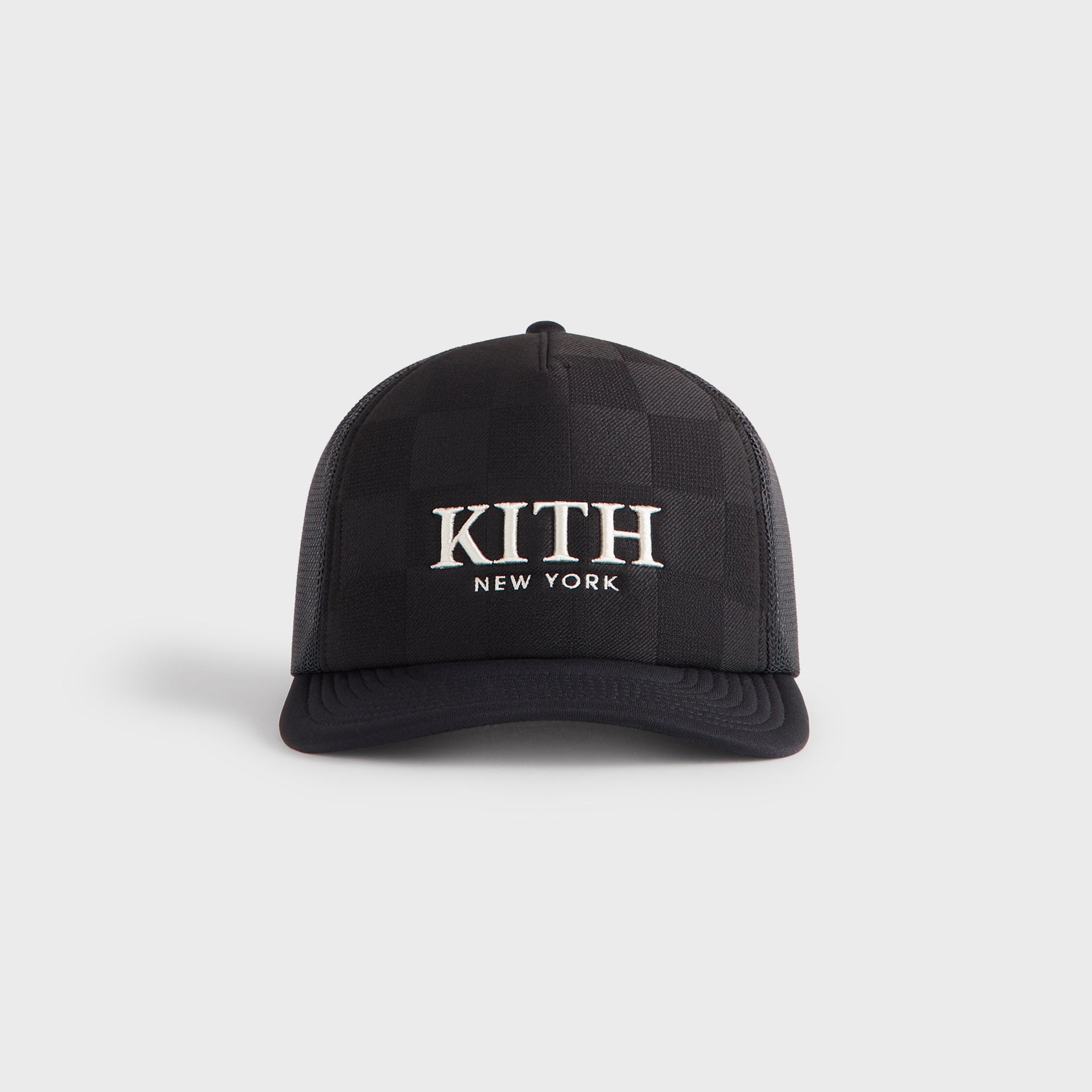 Kith Checkerboard Double Weave Nolan Trucker Hat - Black