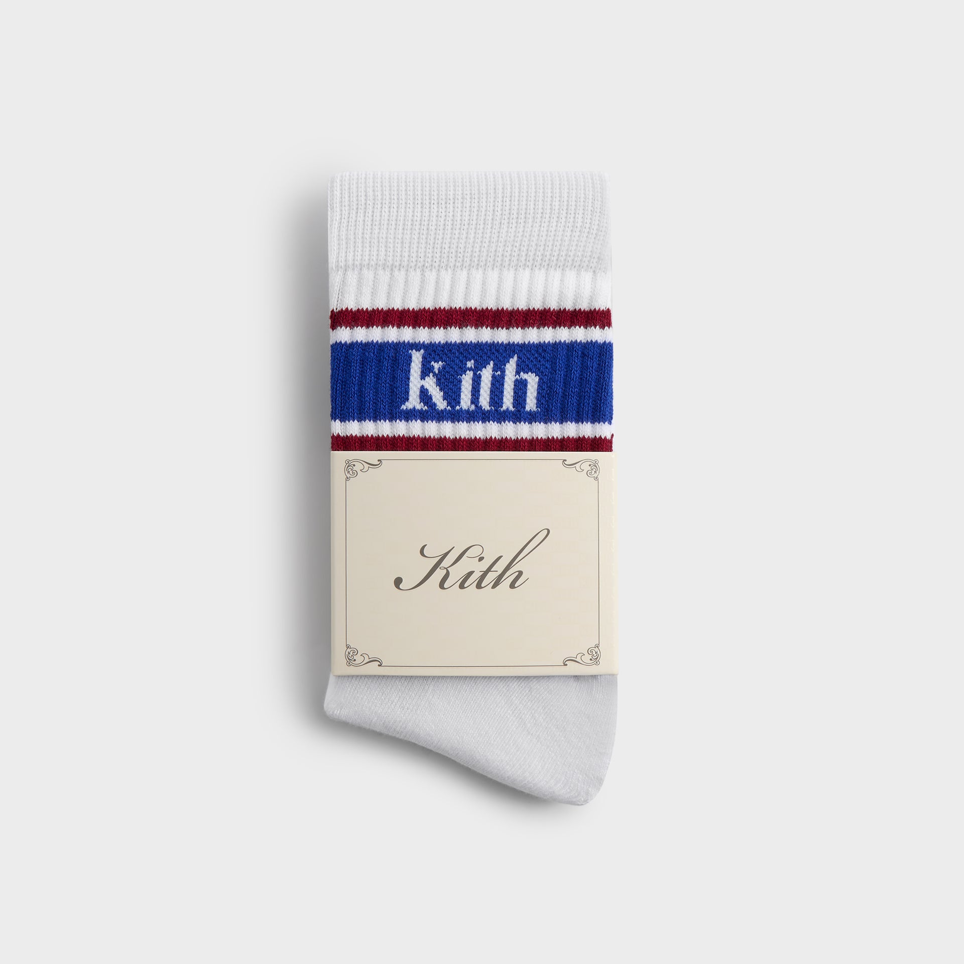 Kith 3-Pack Variegated Striped Mid Crew Socks - White